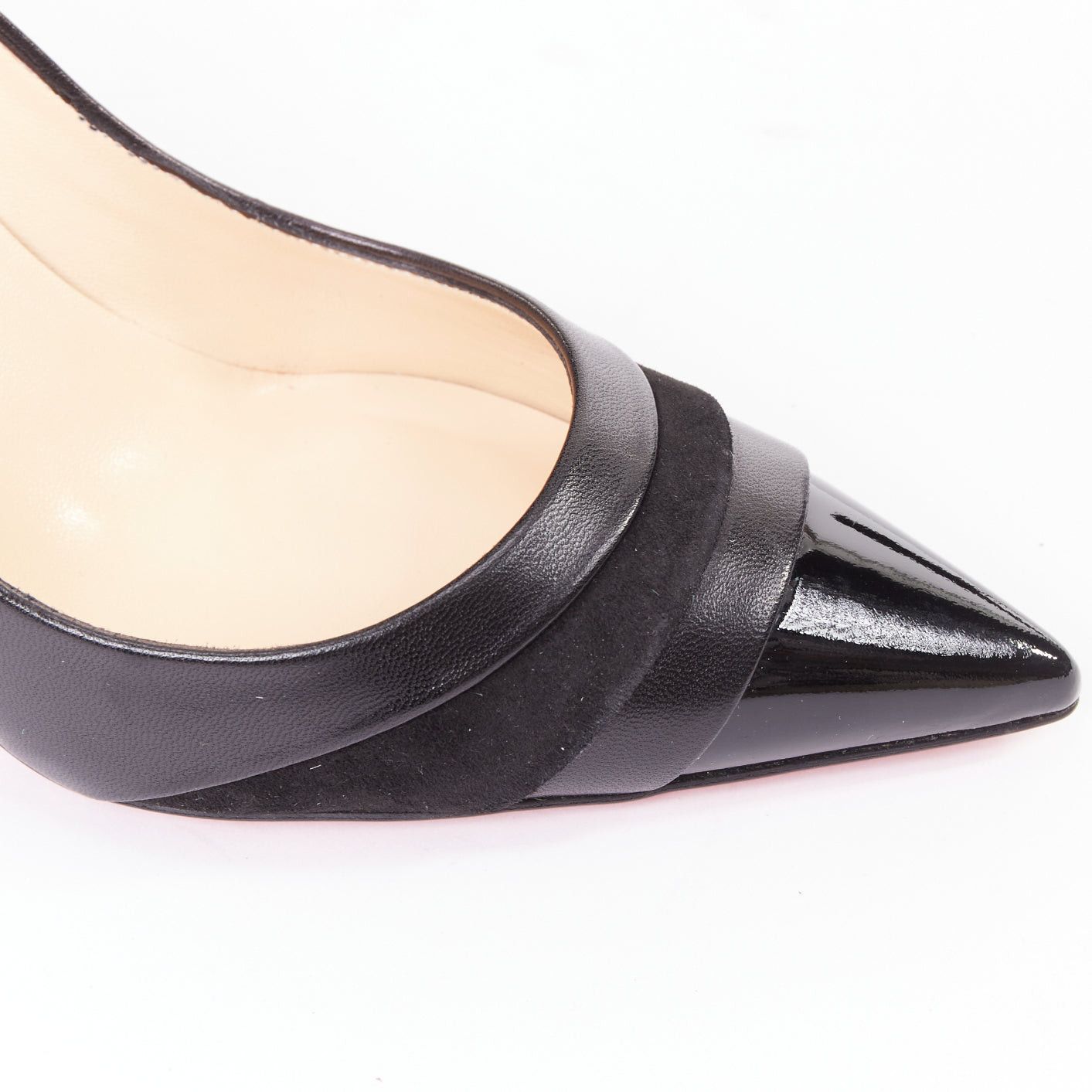 Christian Louboutin CHRISTIAN LOUBOUTIN Eklectica 85 nappa black calf suede mix pointed toe pumps EU37.5 Size US 7.5 / IT 37.5 - 7 Thumbnail