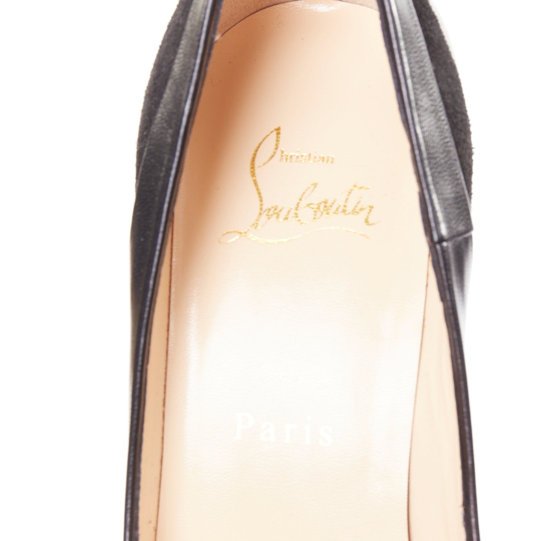 Christian Louboutin CHRISTIAN LOUBOUTIN Eklectica 85 nappa black calf suede mix pointed toe pumps EU37.5 Size US 7.5 / IT 37.5 - 9 Thumbnail