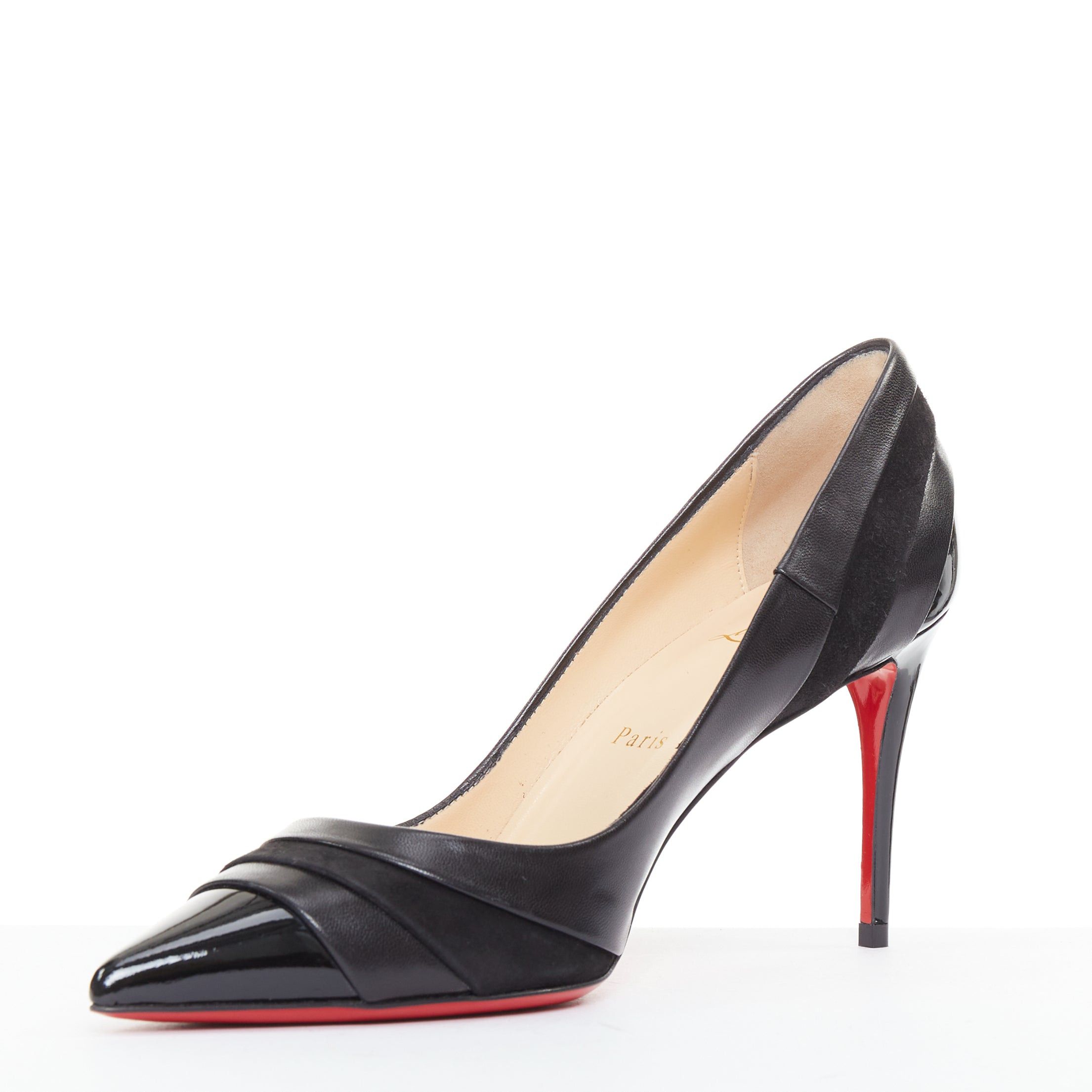 Christian Louboutin CHRISTIAN LOUBOUTIN Eklectica 85 nappa black calf suede mix pointed toe pumps EU37.5 Size US 7.5 / IT 37.5 - 4 Thumbnail