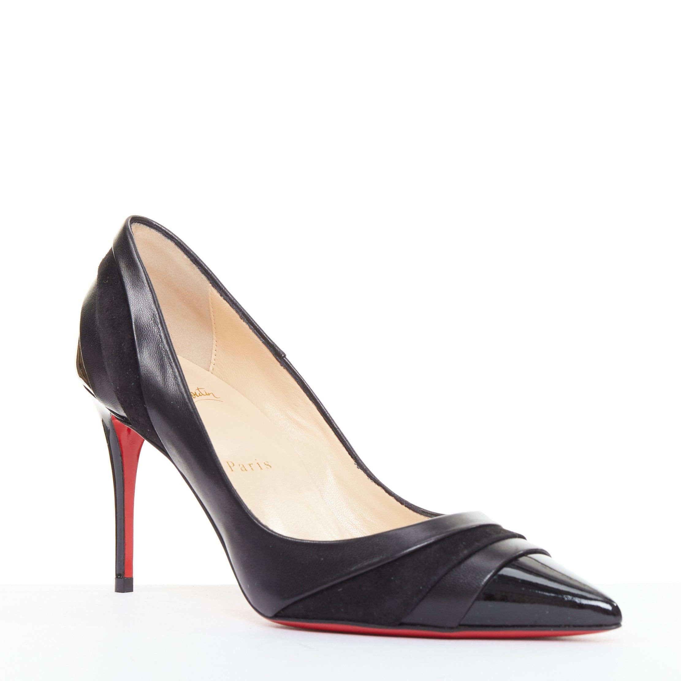 Christian Louboutin CHRISTIAN LOUBOUTIN Eklectica 85 nappa black calf suede mix pointed toe pumps EU37.5 Size US 7.5 / IT 37.5 - 2 Thumbnail