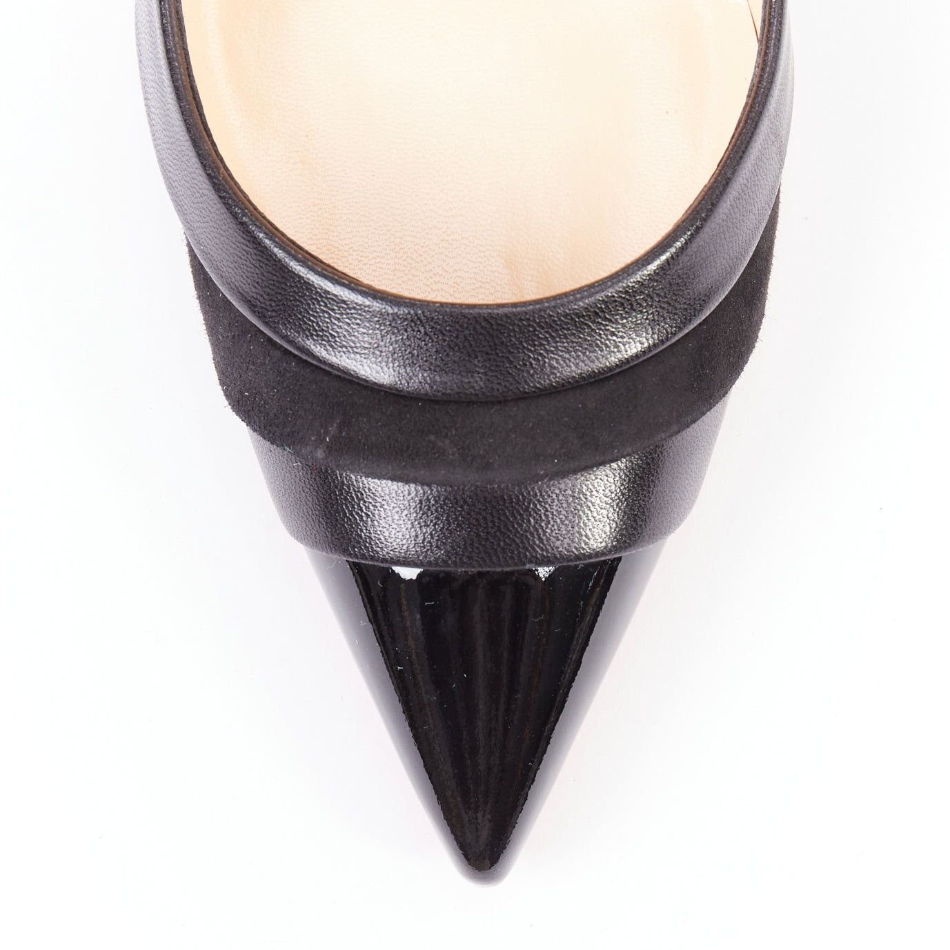 Christian Louboutin CHRISTIAN LOUBOUTIN Eklectica 85 nappa black calf suede mix pointed toe pumps EU37.5 Size US 7.5 / IT 37.5 - 6 Thumbnail