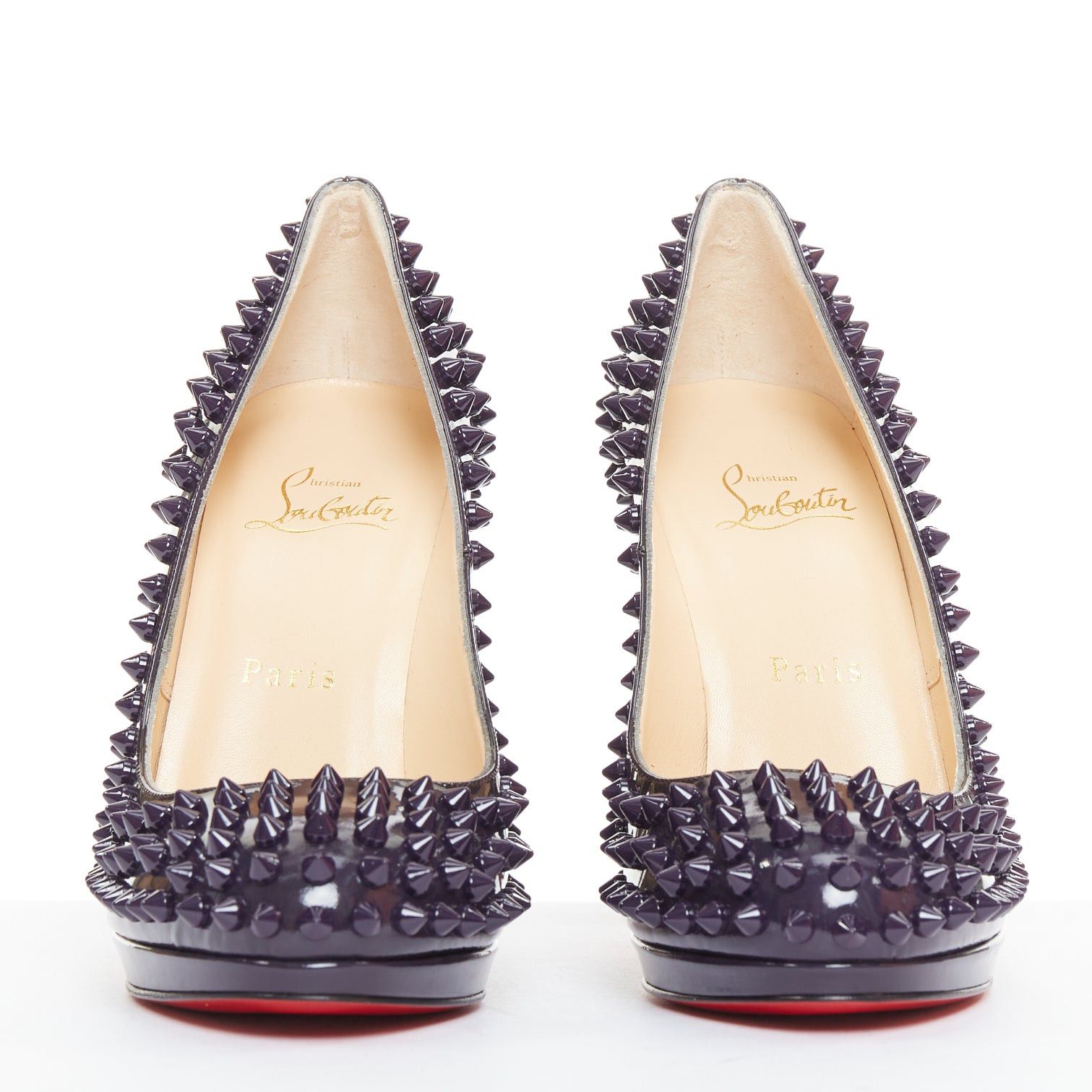 Christian Louboutin CHRISTIAN LOUBOUTIN Neofilo Spikes 120 Patent iris purple spikes platform pumps EU38 Size US 8 / IT 38 - 3 Thumbnail