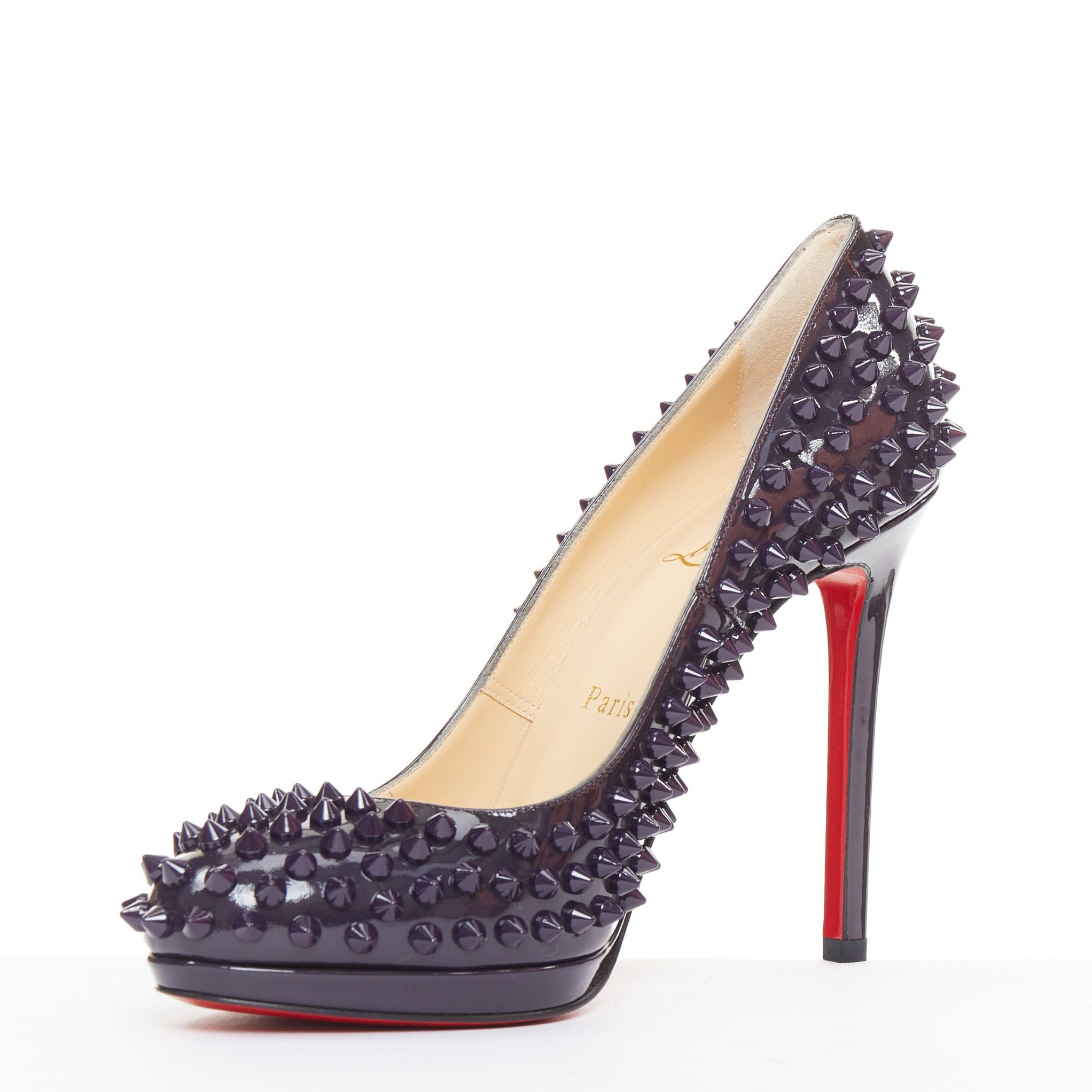 Christian Louboutin CHRISTIAN LOUBOUTIN Neofilo Spikes 120 Patent iris purple spikes platform pumps EU38 Size US 8 / IT 38 - 4 Thumbnail