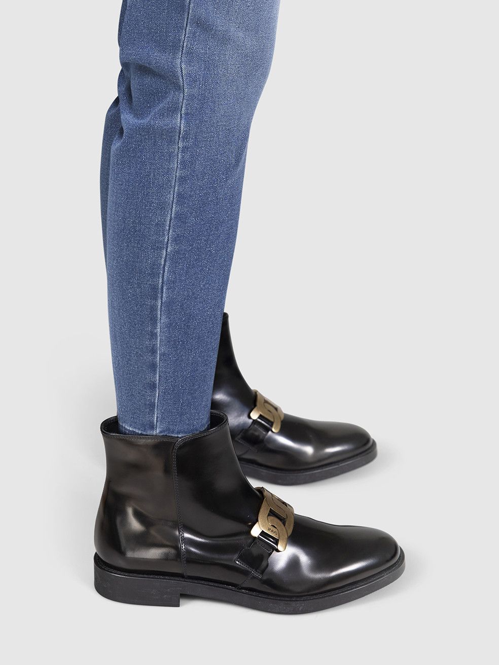 Tod's Brown Leather Chained Ankle Boots Size US 9 / IT 39 - 2 Thumbnail