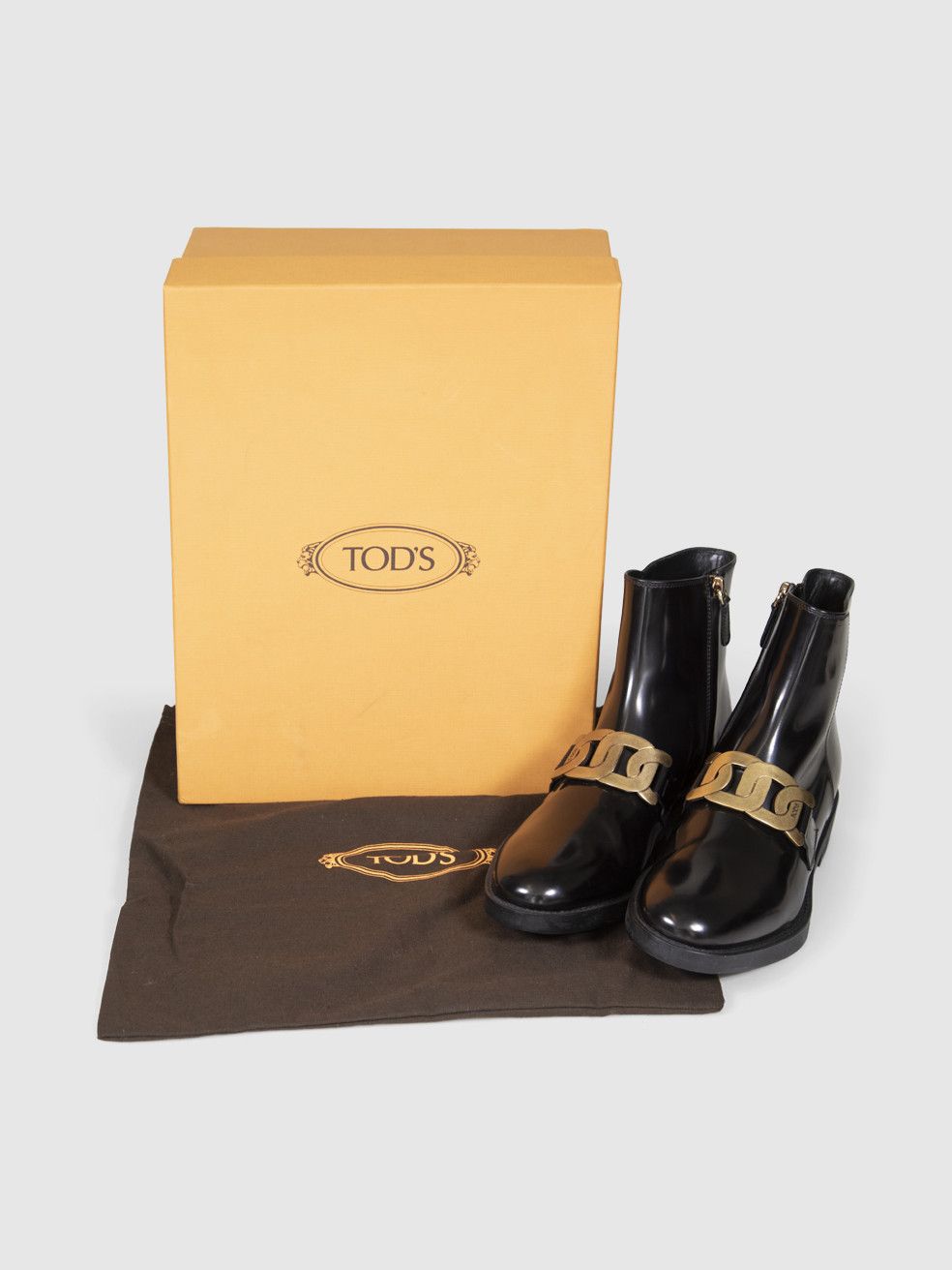 Tod's Brown Leather Chained Ankle Boots Size US 9 / IT 39 - 3 Thumbnail