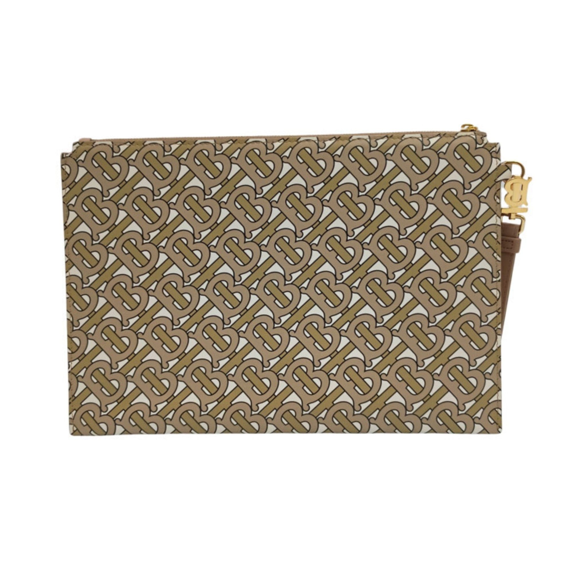 Burberry BURBERRY TB Monogram E Canvas Strap Clutch Bag 8014975 Beige Men's Women's Wristlet Size ONE SIZE - 3 Thumbnail