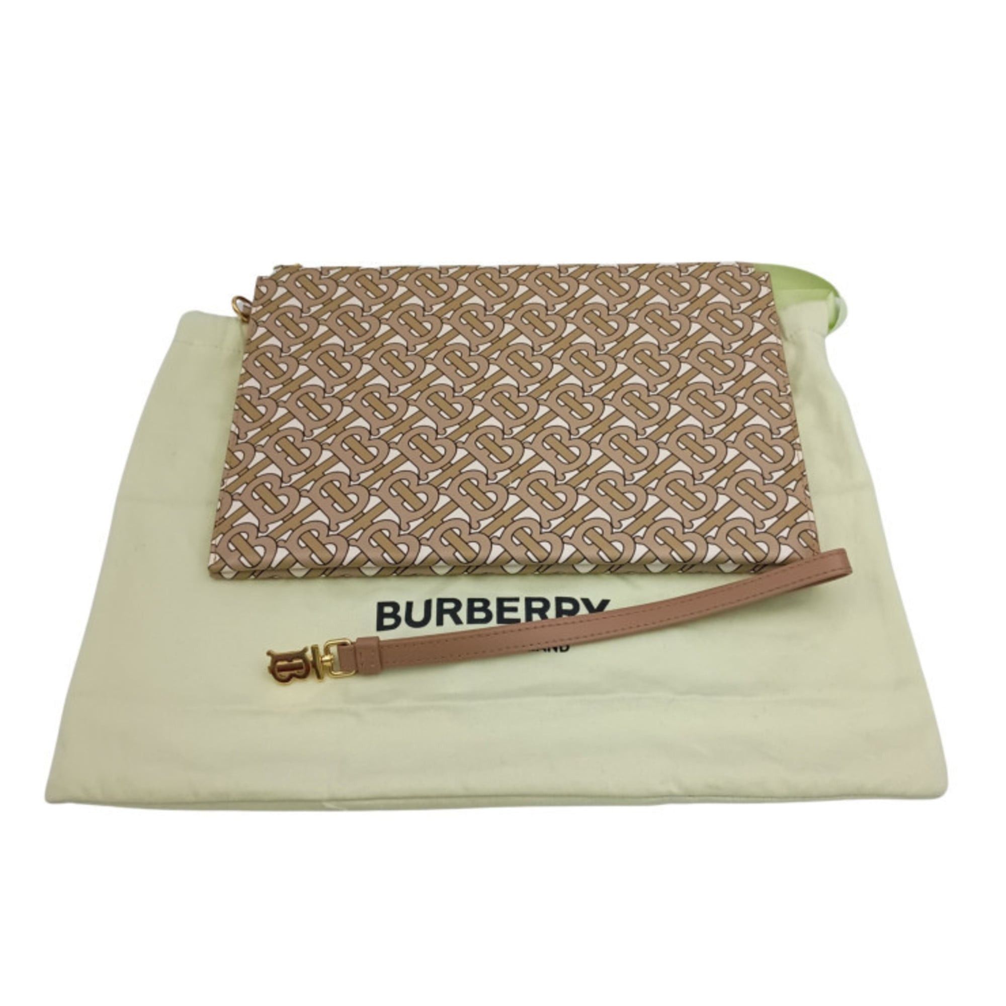 Burberry BURBERRY TB Monogram E Canvas Strap Clutch Bag 8014975 Beige Men's Women's Wristlet Size ONE SIZE - 10 Thumbnail