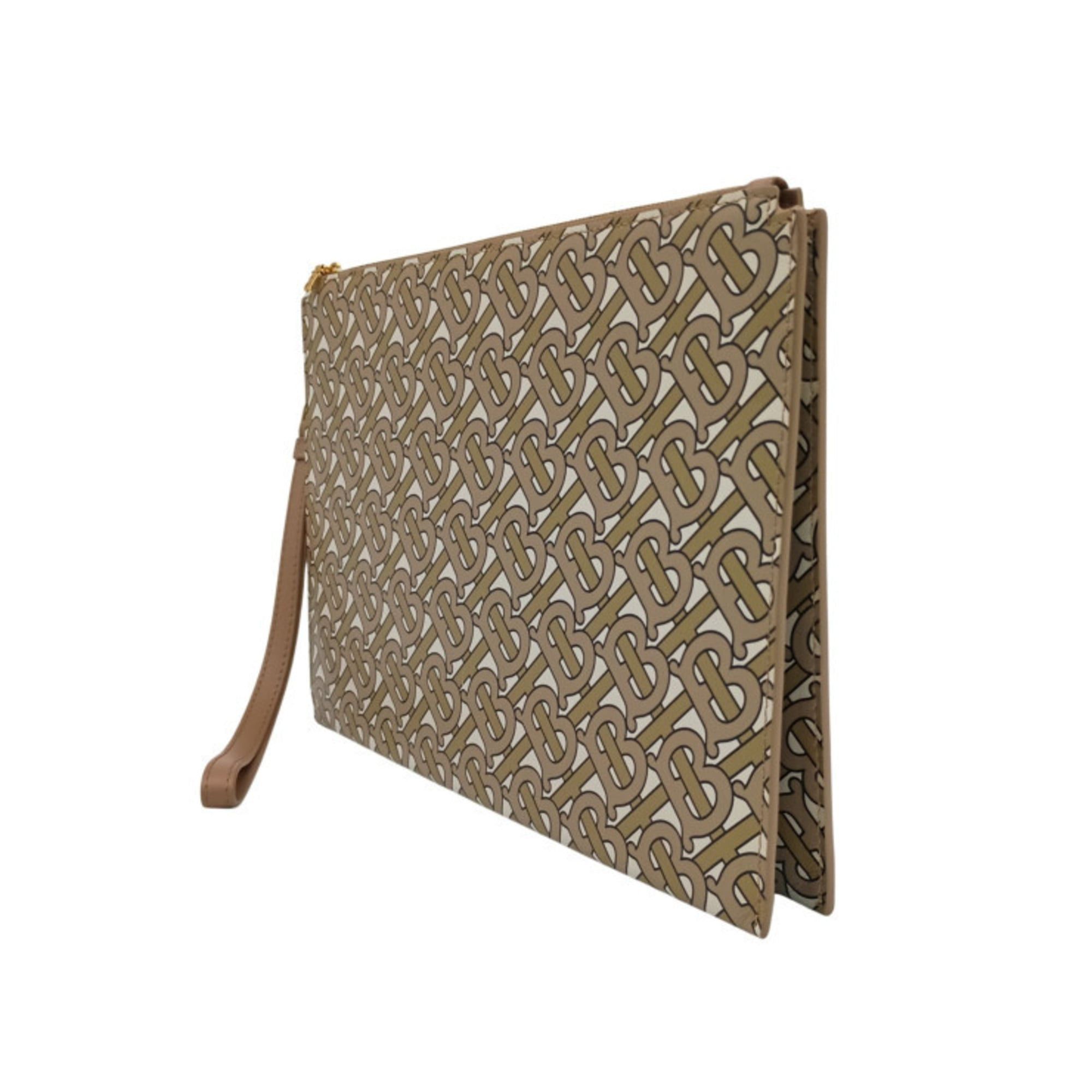 Burberry BURBERRY TB Monogram E Canvas Strap Clutch Bag 8014975 Beige Men's Women's Wristlet Size ONE SIZE - 2 Thumbnail