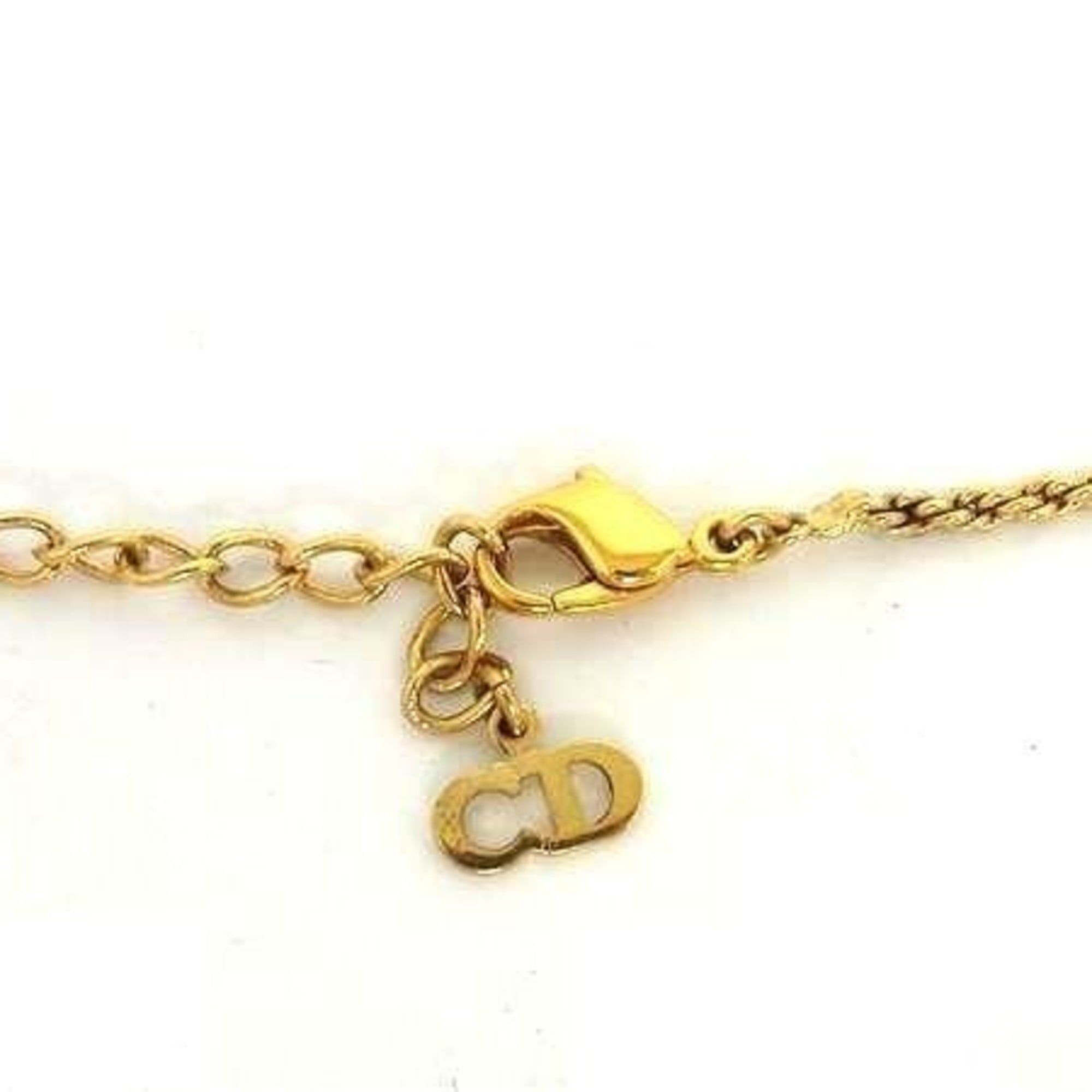 Dior Christian Dior necklace, gold metal, women's, emblem, rhinestone. Size ONE SIZE - 3 Thumbnail