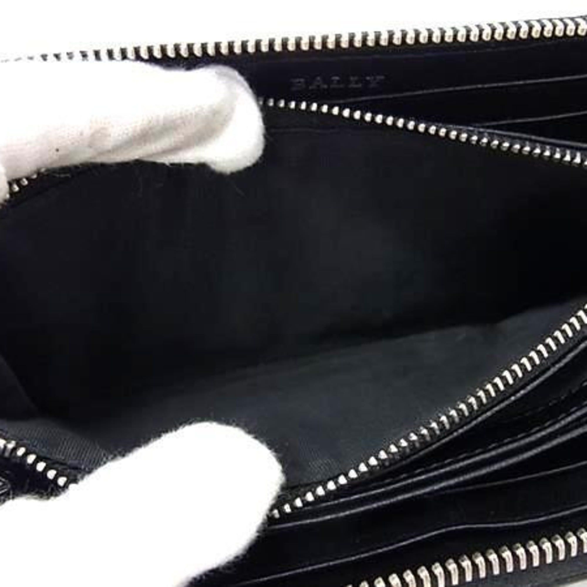 Bally BALLY long wallet, black geometric leather, men's and women's, round wallet. Size ONE SIZE - 4 Thumbnail