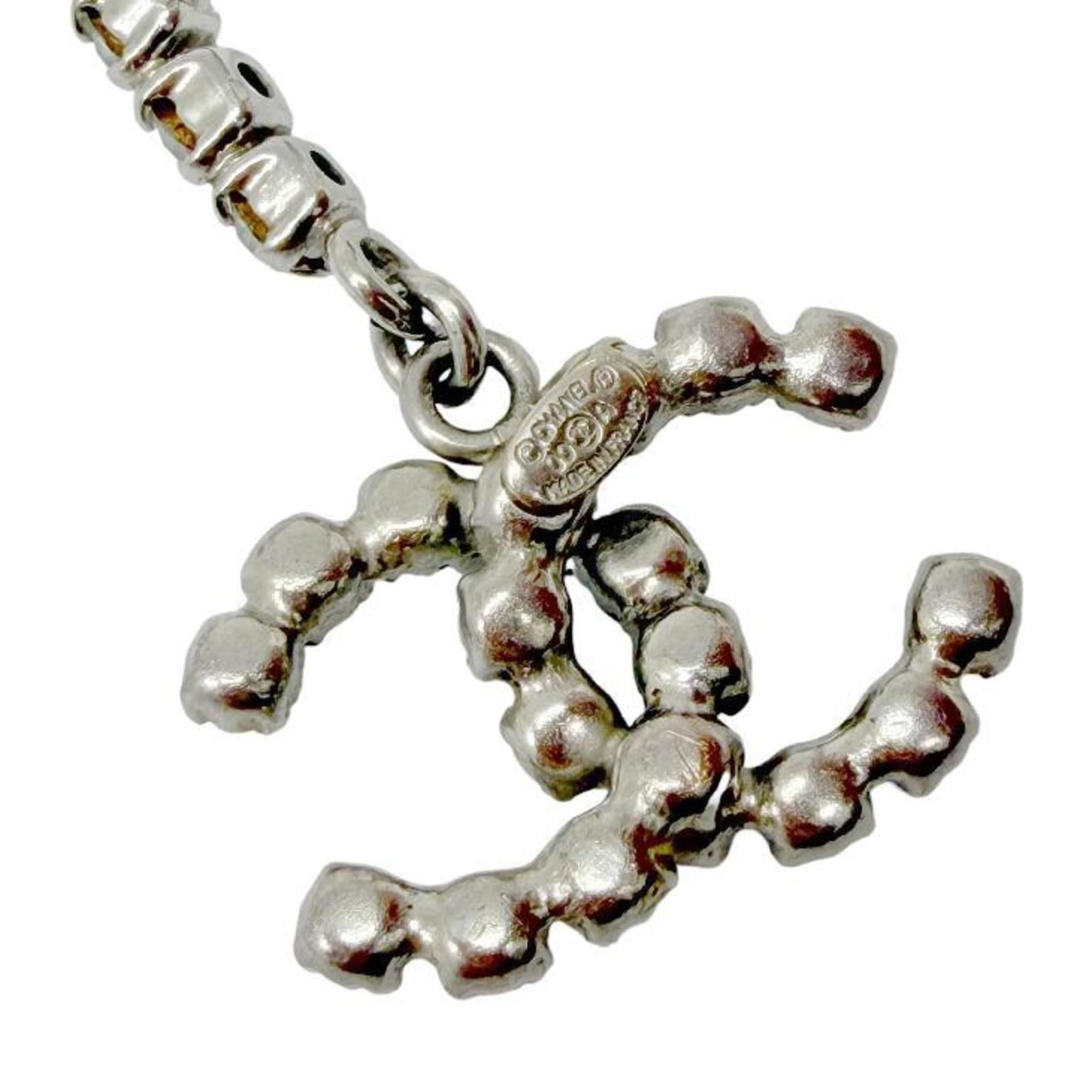 Chanel Chanel Coco Mark Earrings Rhinestone Silver 00A CC Women's Size ONE SIZE - 5 Thumbnail