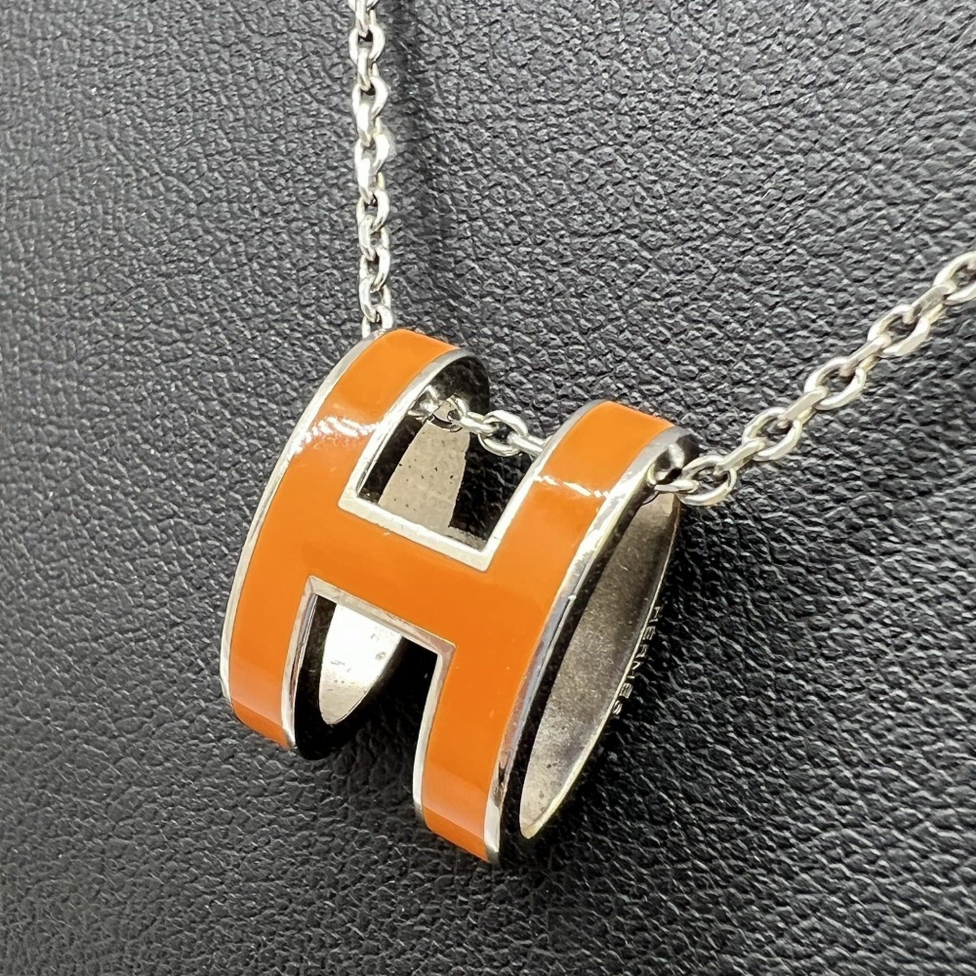 Hermes HERMES Pop H Necklace, Orange Silver Pendant, for Women and Men Size ONE SIZE - 5 Thumbnail
