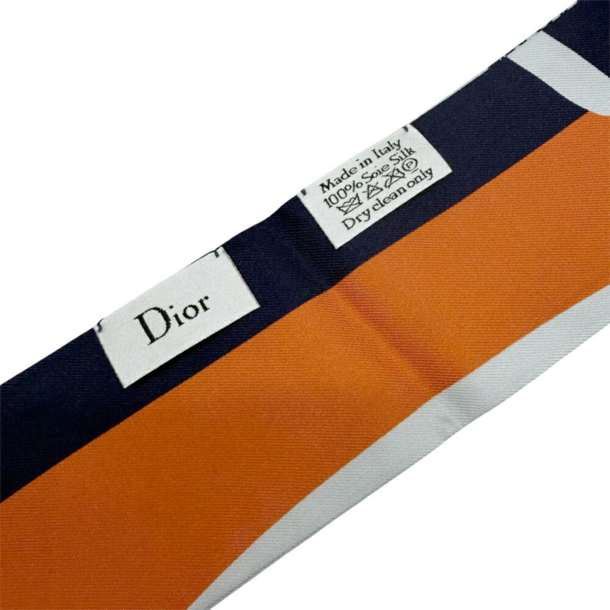 Dior Christian Dior Mitzah Scarf/Muffler, Blue and Orange Ribbon Scarf, Women's Size ONE SIZE - 5 Thumbnail