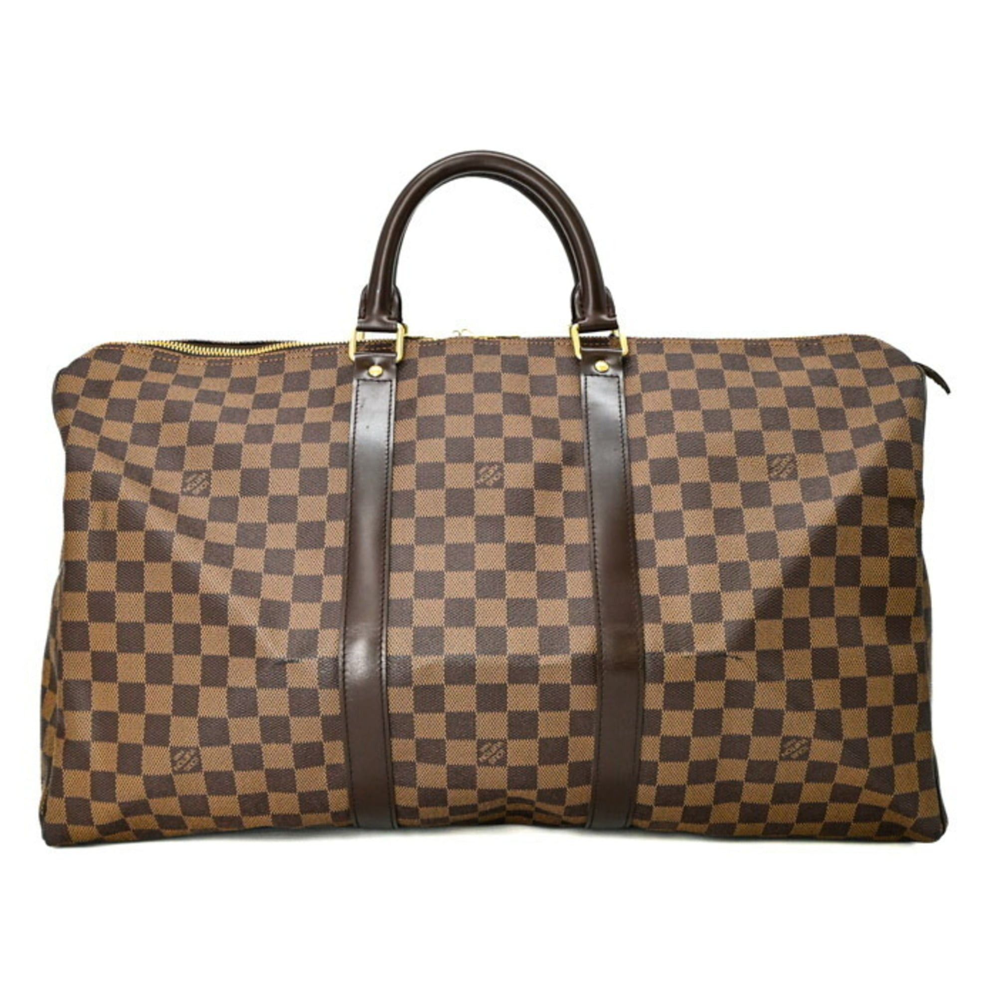 Louis Vuitton LOUIS VUITTON Keepall 50 Boston Bag, Damier Brown Leather, M41427 Size ONE SIZE - 2 Thumbnail