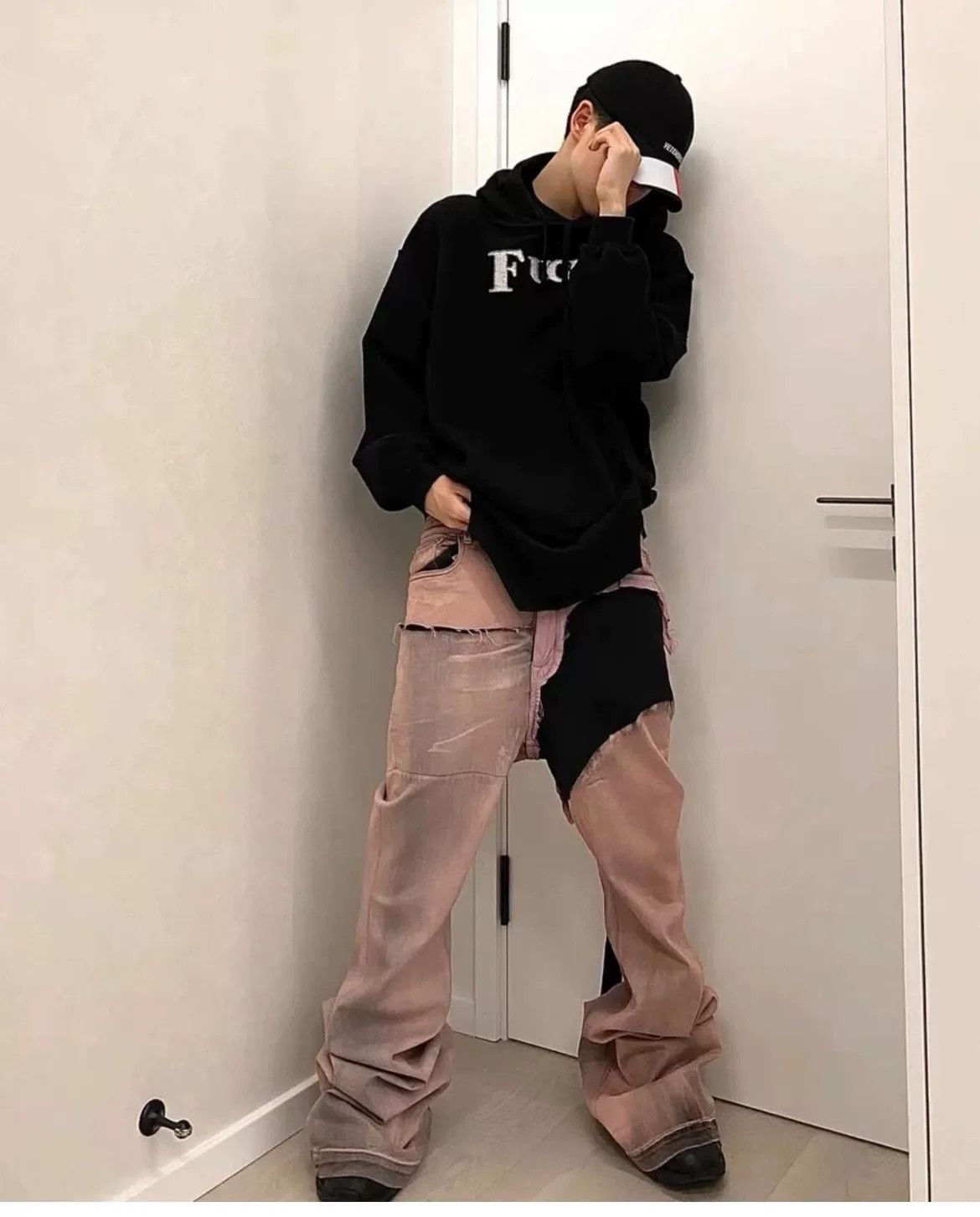 Rick Owens Rick Owens Pink Waxed Paneled Flared Pants Size 31" - 6 Thumbnail