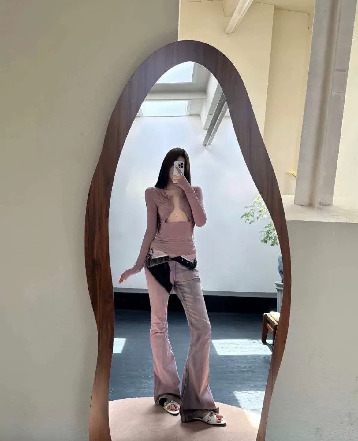 Rick Owens Rick Owens Pink Waxed Paneled Flared Pants Size 31" - 9 Thumbnail