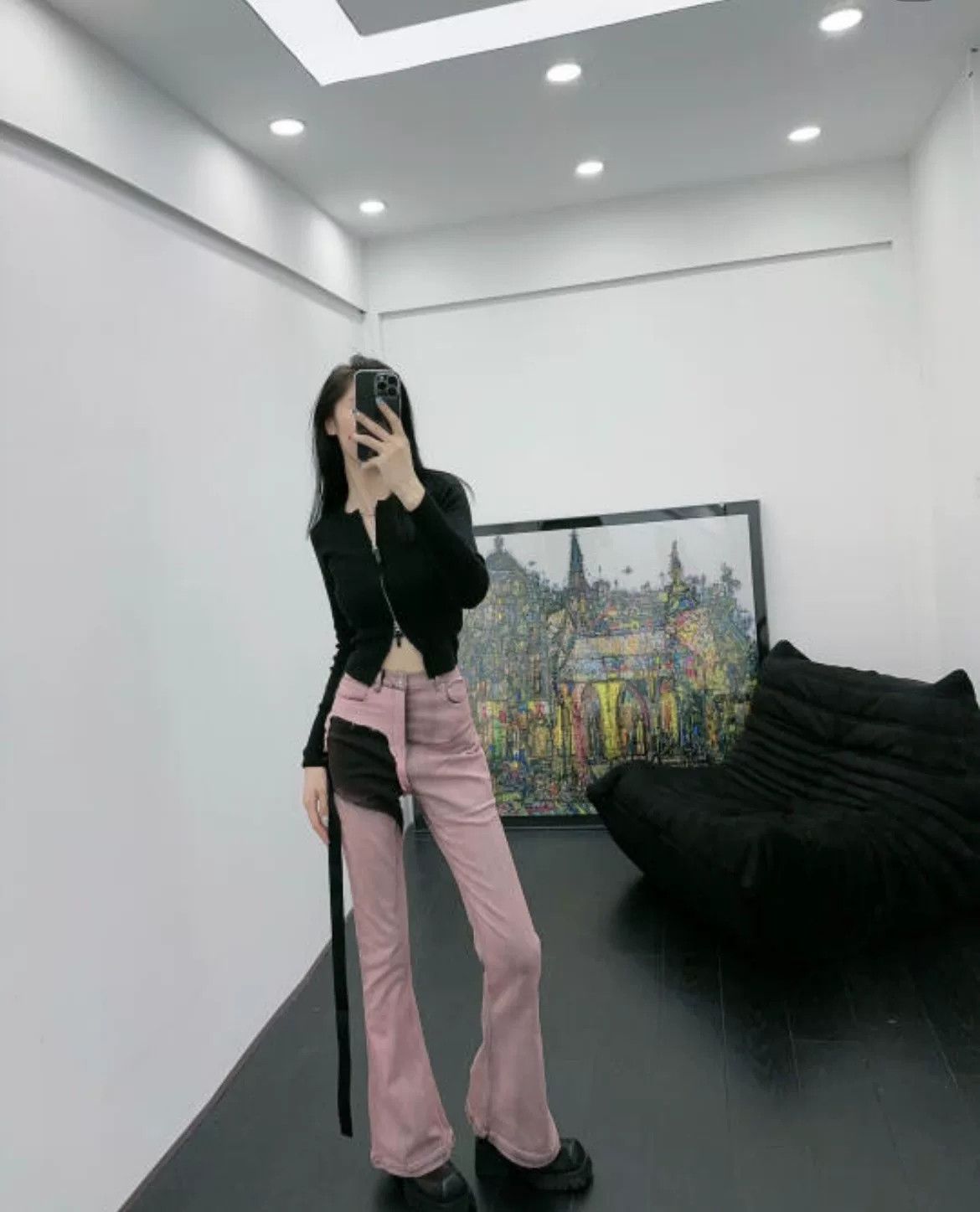 Rick Owens Rick Owens Pink Waxed Paneled Flared Pants Size 31" - 5 Thumbnail