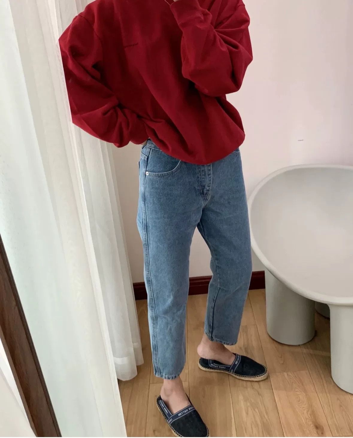 Balenciaga Balenciaga Red Embroidered Logo Crewneck Sweatshirt Size US XS / EU 42 / 0 - 6 Thumbnail