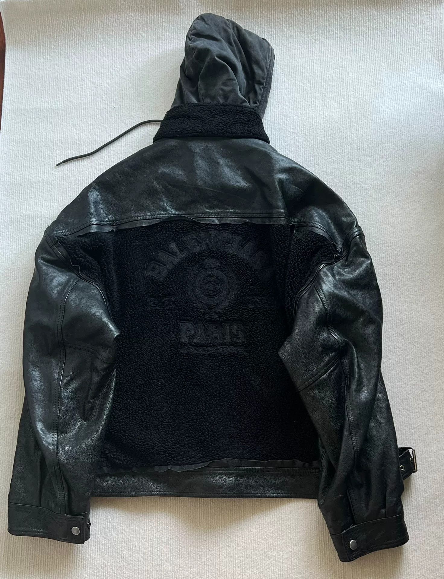 Balenciaga Balenciaga Fleece Leather Hooded Jacket Size US M / EU 48-50 / 2 - 2 Thumbnail