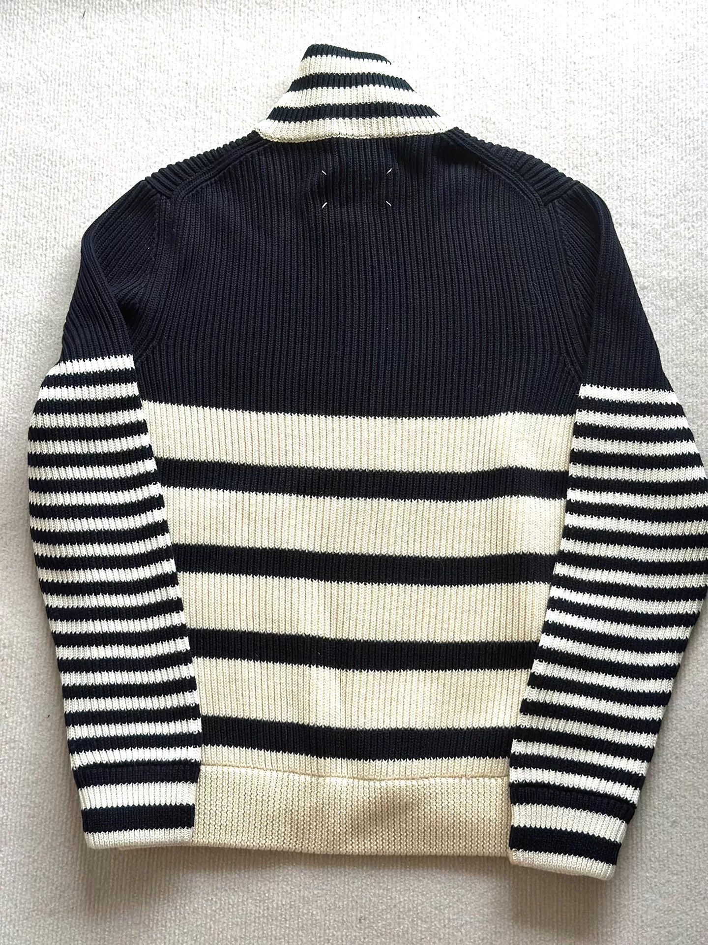 Maison Margiela Maison Margiela Black White Zip Knit Sweater Size US M / EU 48-50 / 2 - 2 Thumbnail
