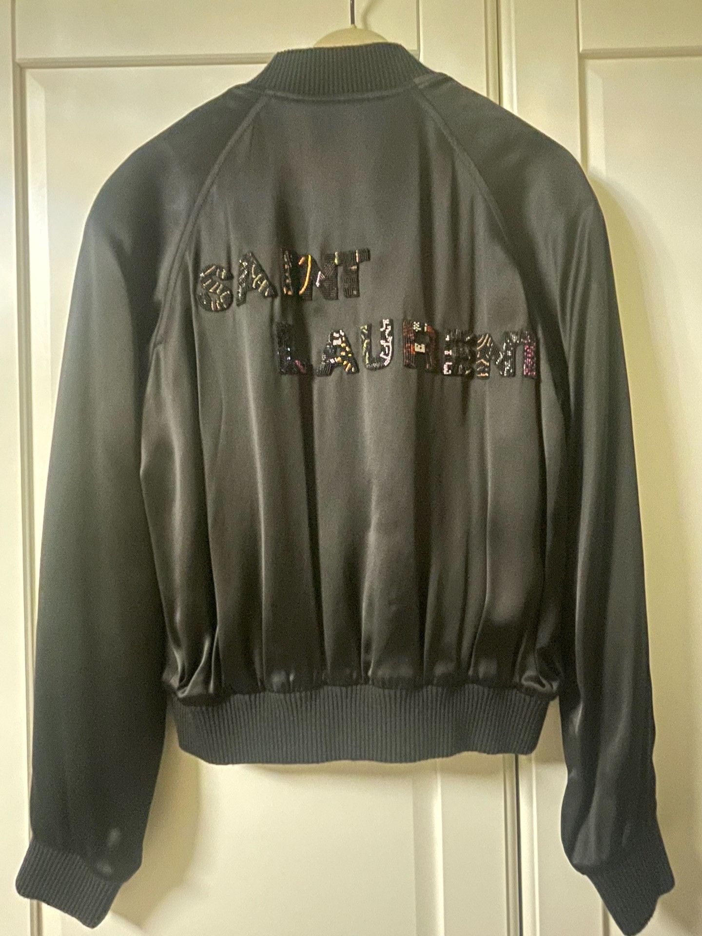 Saint Laurent Paris Saint Laurent Black Teddy Sequined Bomber Jacket Size XS / US 0-2 / IT 36-38 - 2 Thumbnail