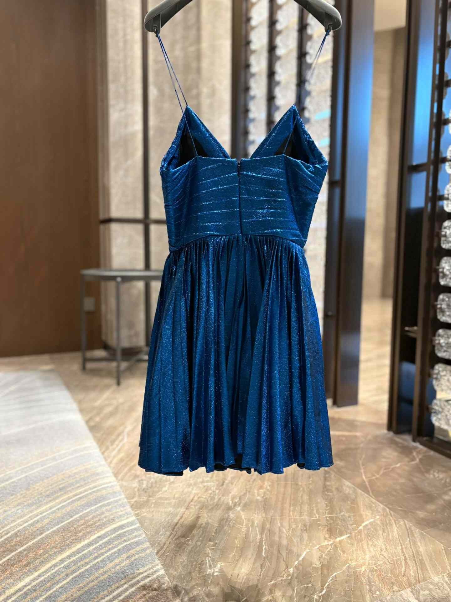 Saint Laurent Paris Saint Laurent Blue Pleated Runway Dress Size XS / US 0-2 / IT 36-38 - 2 Thumbnail