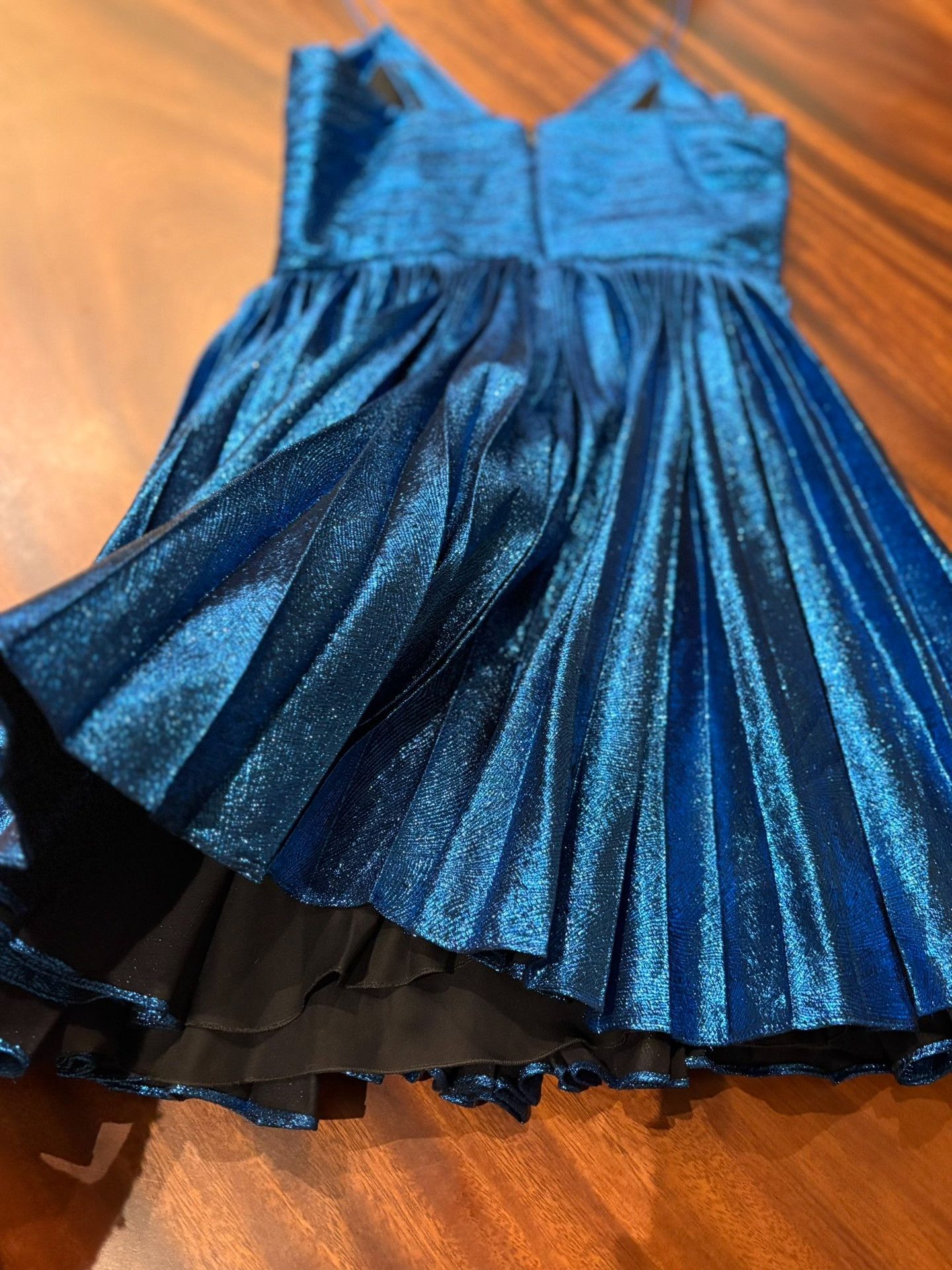 Saint Laurent Paris Saint Laurent Blue Pleated Runway Dress Size XS / US 0-2 / IT 36-38 - 7 Thumbnail