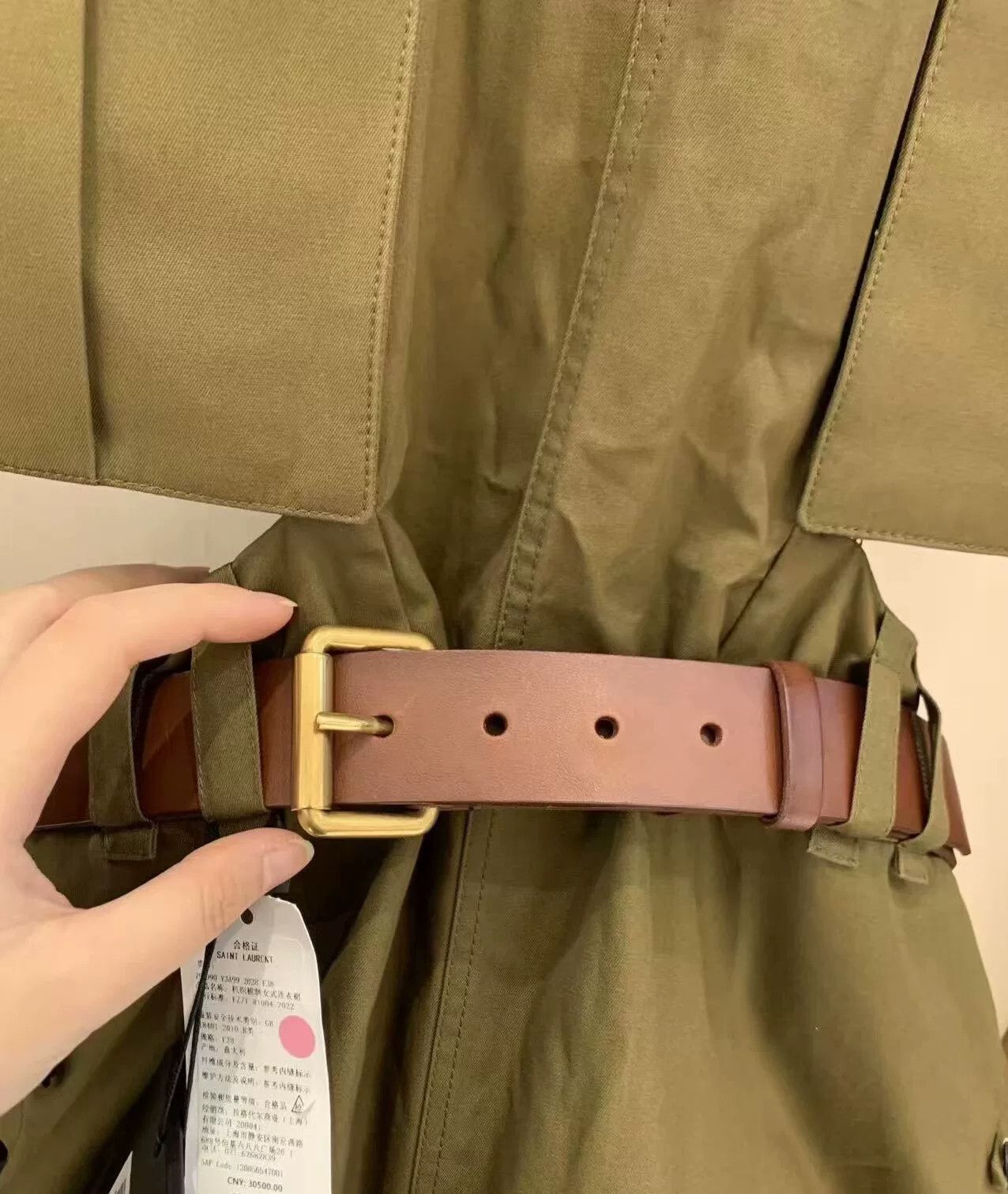 Saint Laurent Paris Saint Laurent Olive Green Sleeveless Dress Size S / US 4 / IT 40 - 2 Thumbnail