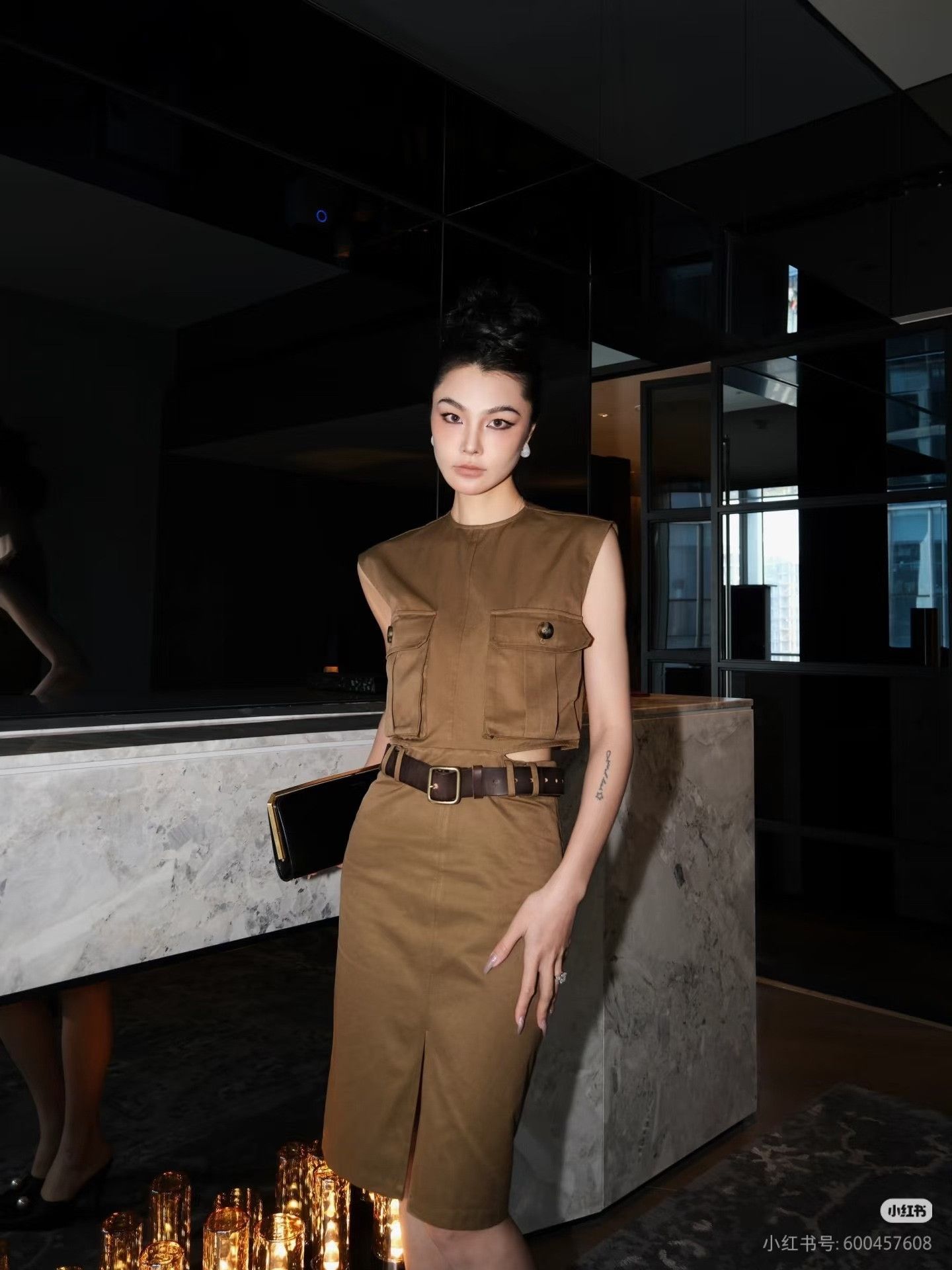 Saint Laurent Paris Saint Laurent Olive Green Sleeveless Dress Size S / US 4 / IT 40 - 4 Thumbnail