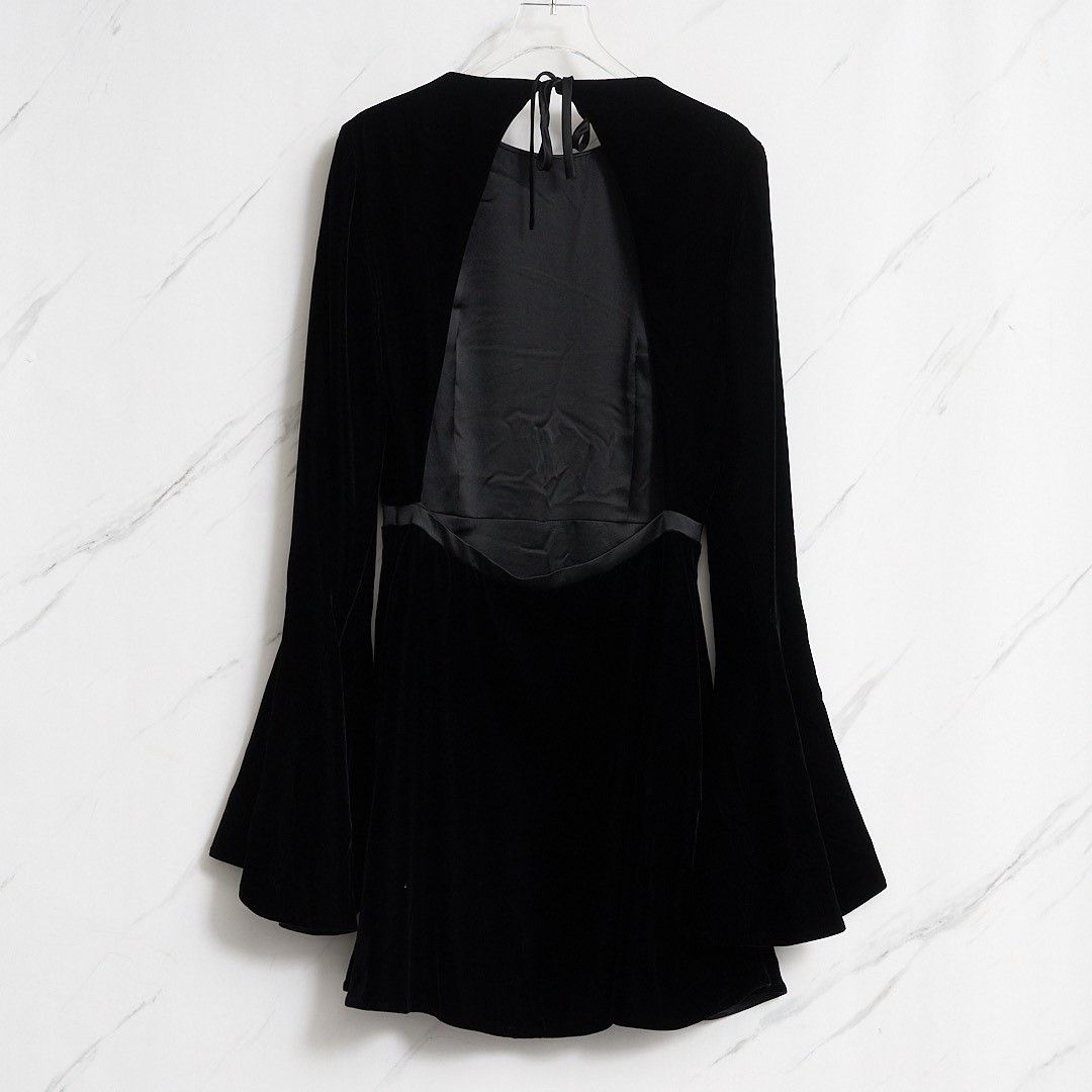 Saint Laurent Paris Saint Laurent Bell Sleeve Backless Velvet Dress Size S / US 4 / IT 40 - 3 Thumbnail