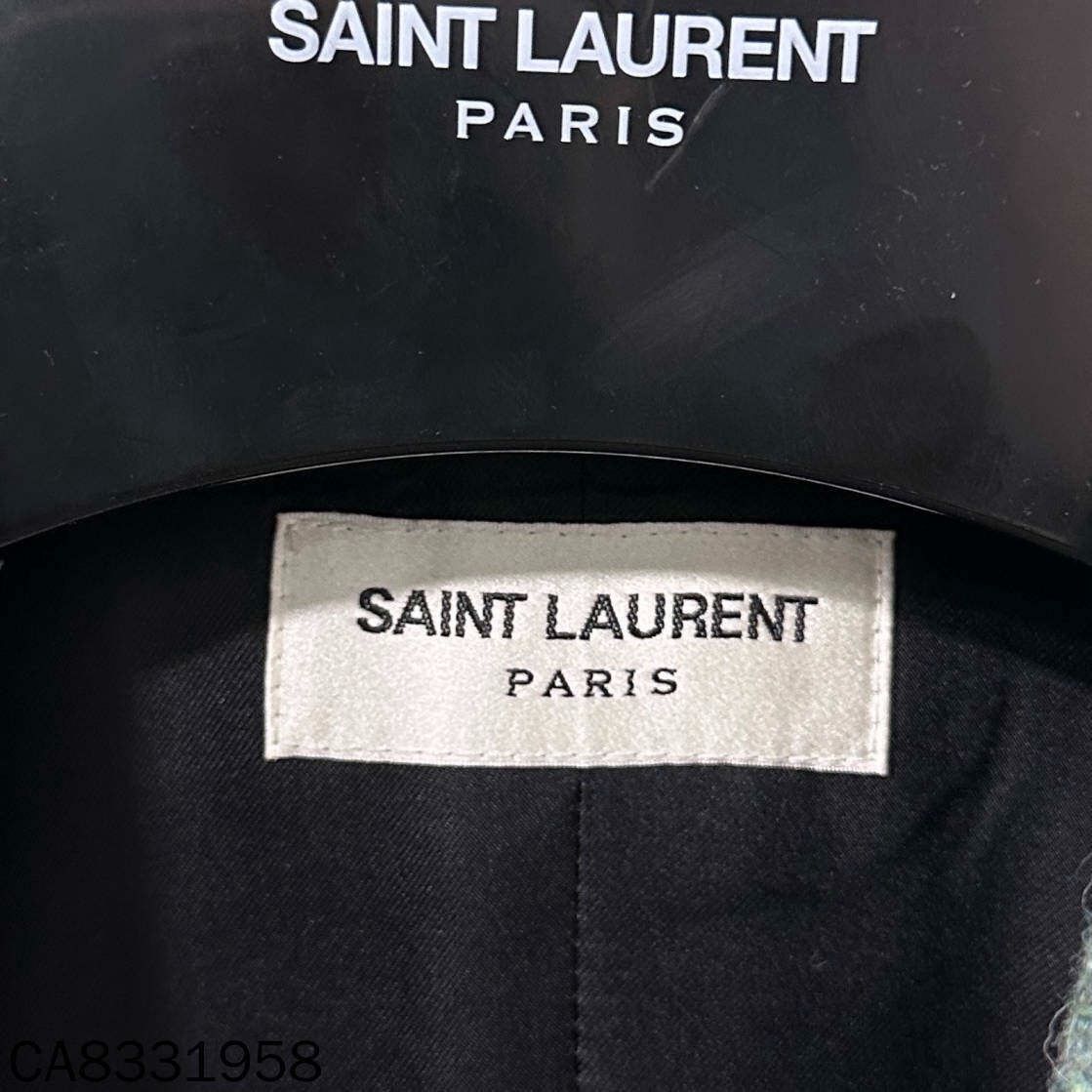 Saint Laurent Paris Saint Laurent Light Green Herringbone Blazer Size XS / US 0-2 / IT 36-38 - 4 Thumbnail