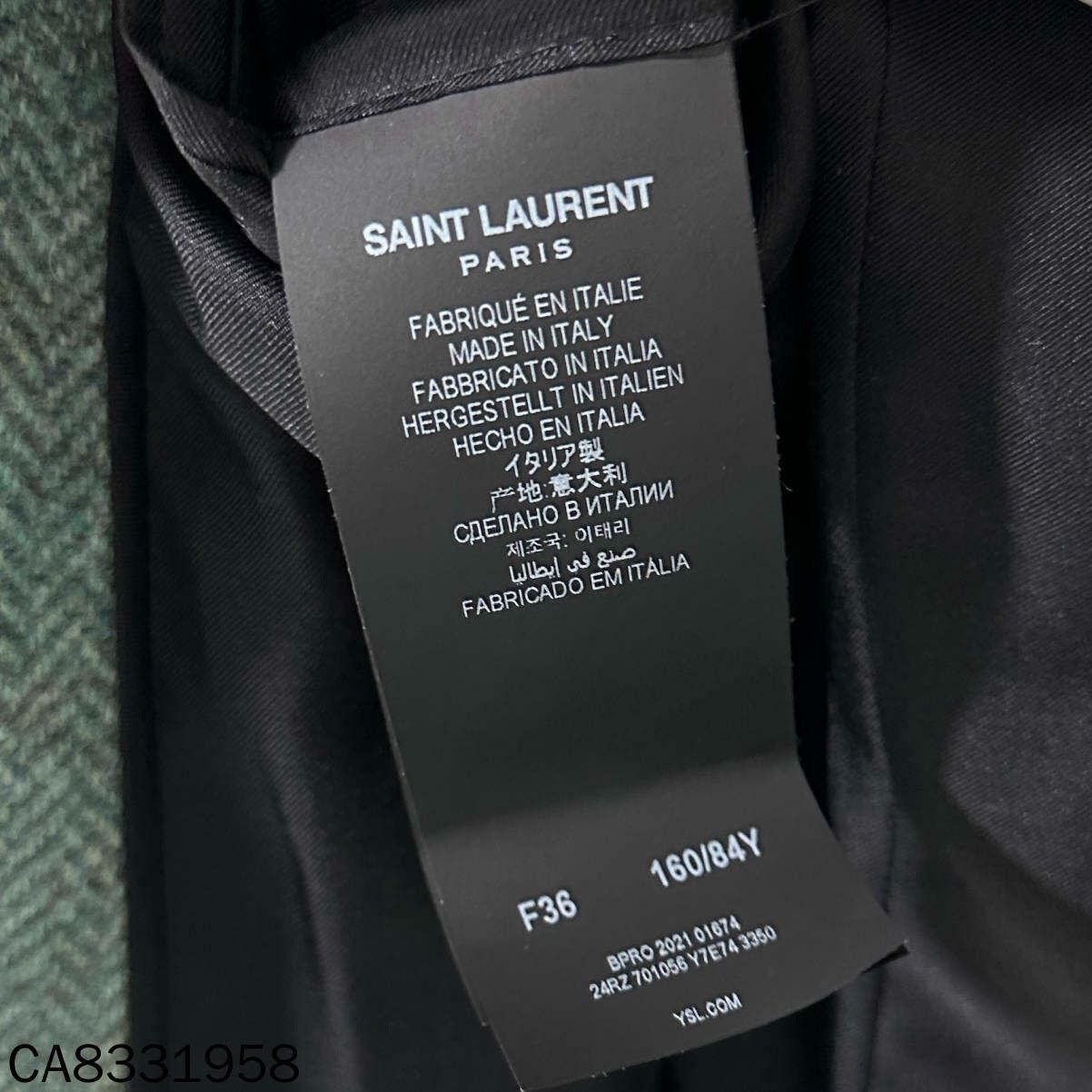 Saint Laurent Paris Saint Laurent Light Green Herringbone Blazer Size XS / US 0-2 / IT 36-38 - 5 Thumbnail