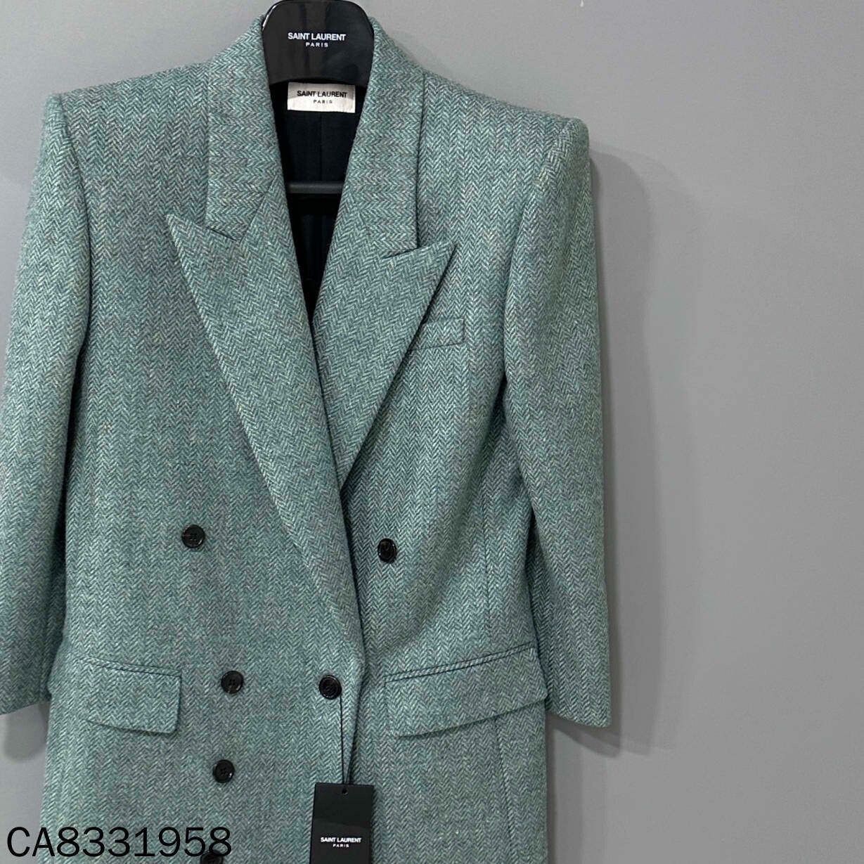 Saint Laurent Paris Saint Laurent Light Green Herringbone Blazer Size XS / US 0-2 / IT 36-38 - 2 Thumbnail
