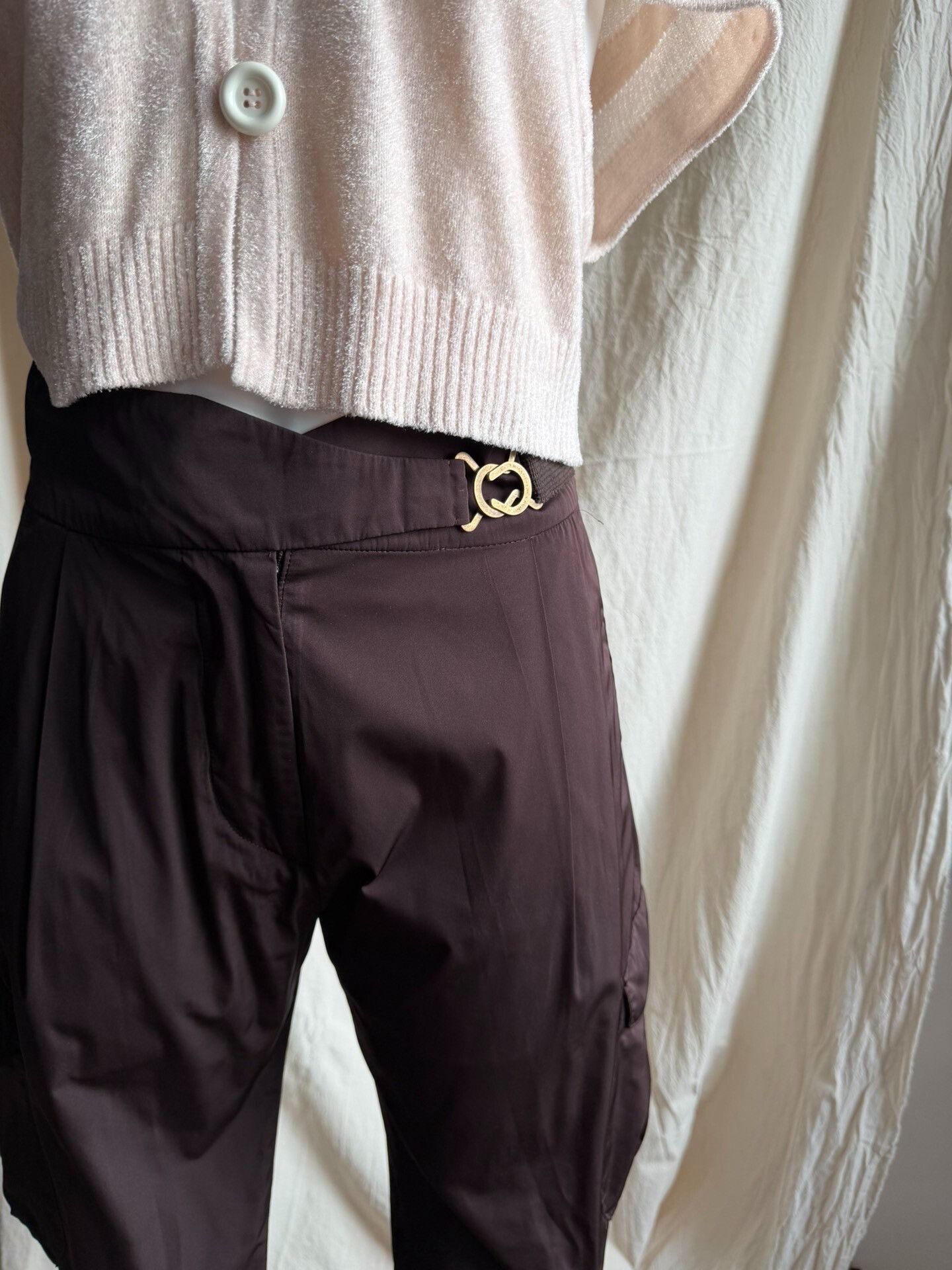 Ermanno Scervino Ermanno Scervino Brown Satin Cropped Pants Size 28" / US 6 / IT 42 - 8 Thumbnail