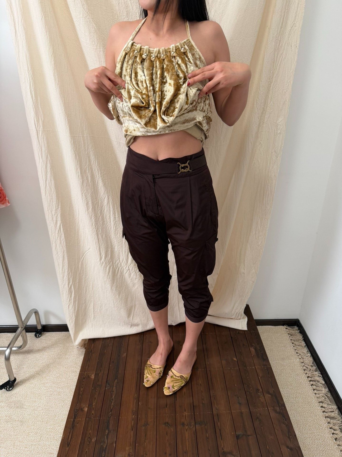 Ermanno Scervino Ermanno Scervino Brown Satin Cropped Pants Size 28" / US 6 / IT 42 - 4 Thumbnail