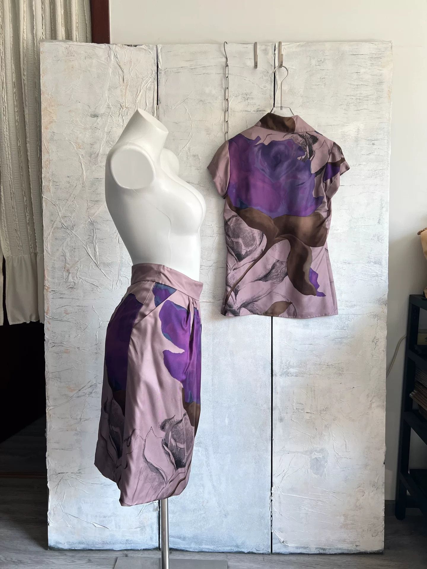 Alberta Ferretti Alberta Ferretti Purple Rose Silk Set Size S / US 4 / IT 40 - 6 Thumbnail