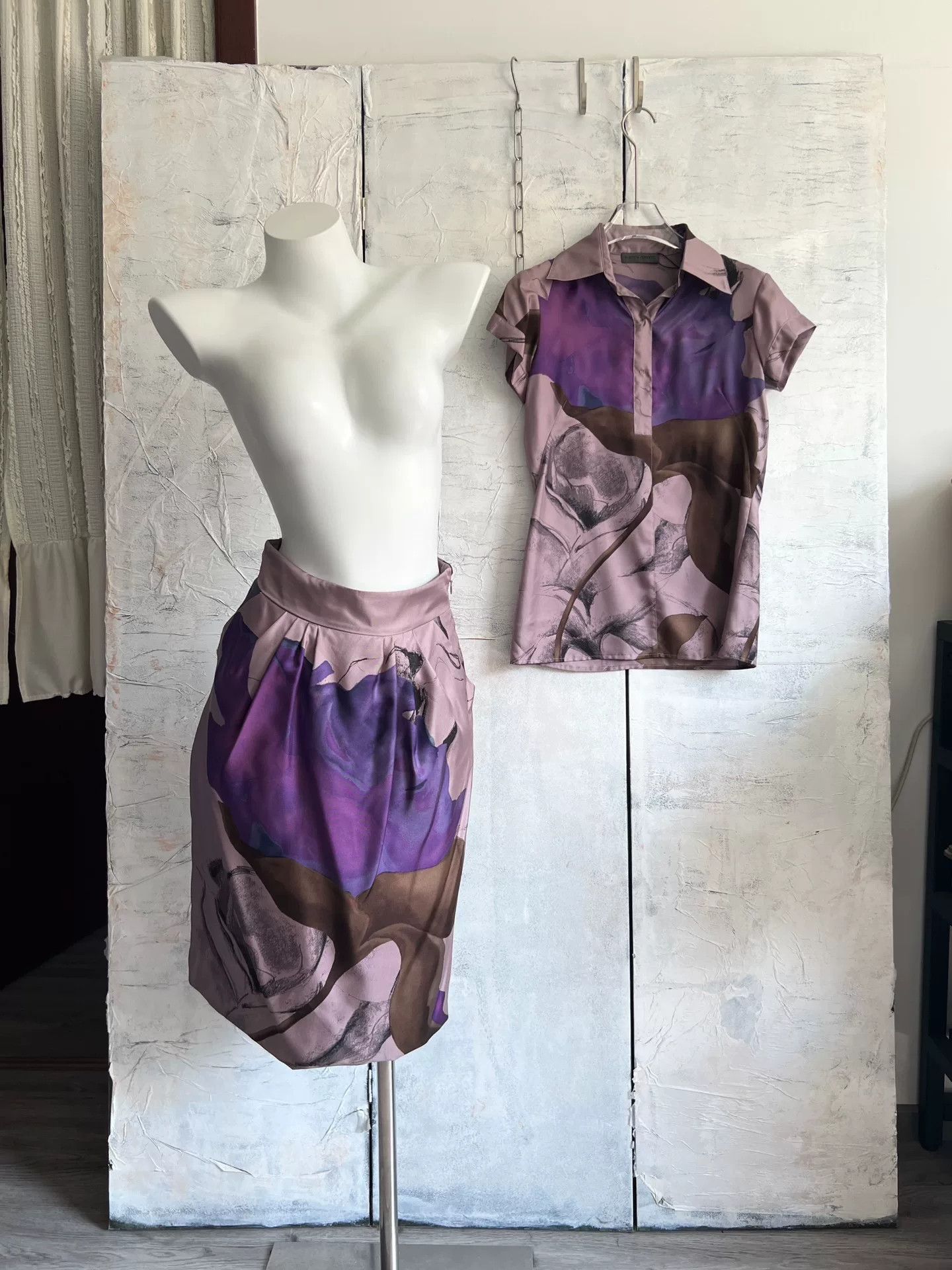 Alberta Ferretti Alberta Ferretti Purple Rose Silk Set Size S / US 4 / IT 40 - 5 Thumbnail