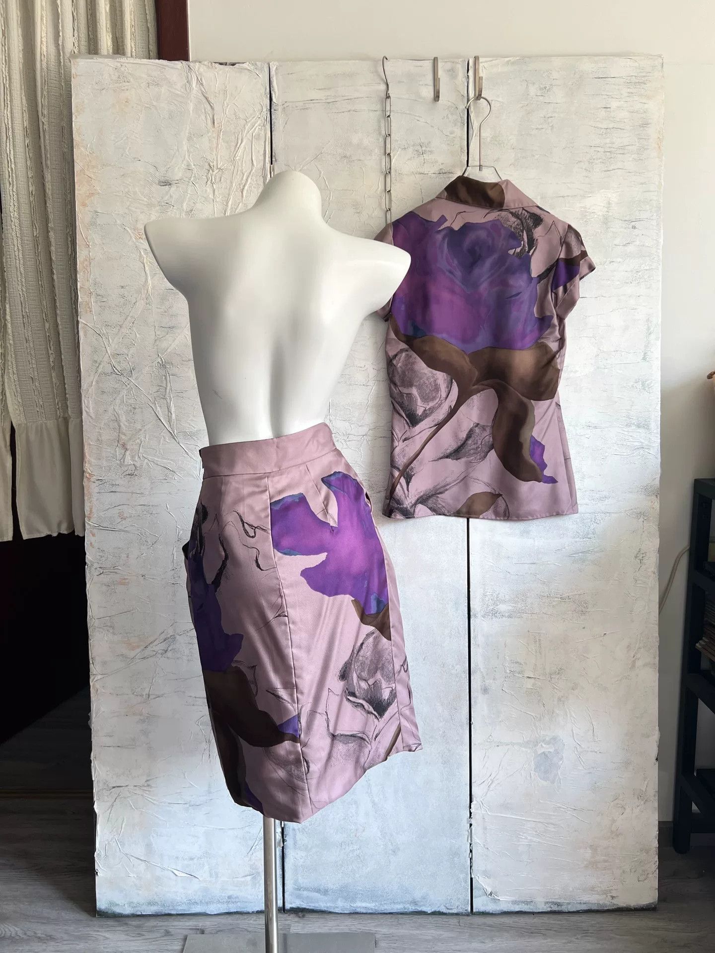 Alberta Ferretti Alberta Ferretti Purple Rose Silk Set Size S / US 4 / IT 40 - 7 Thumbnail