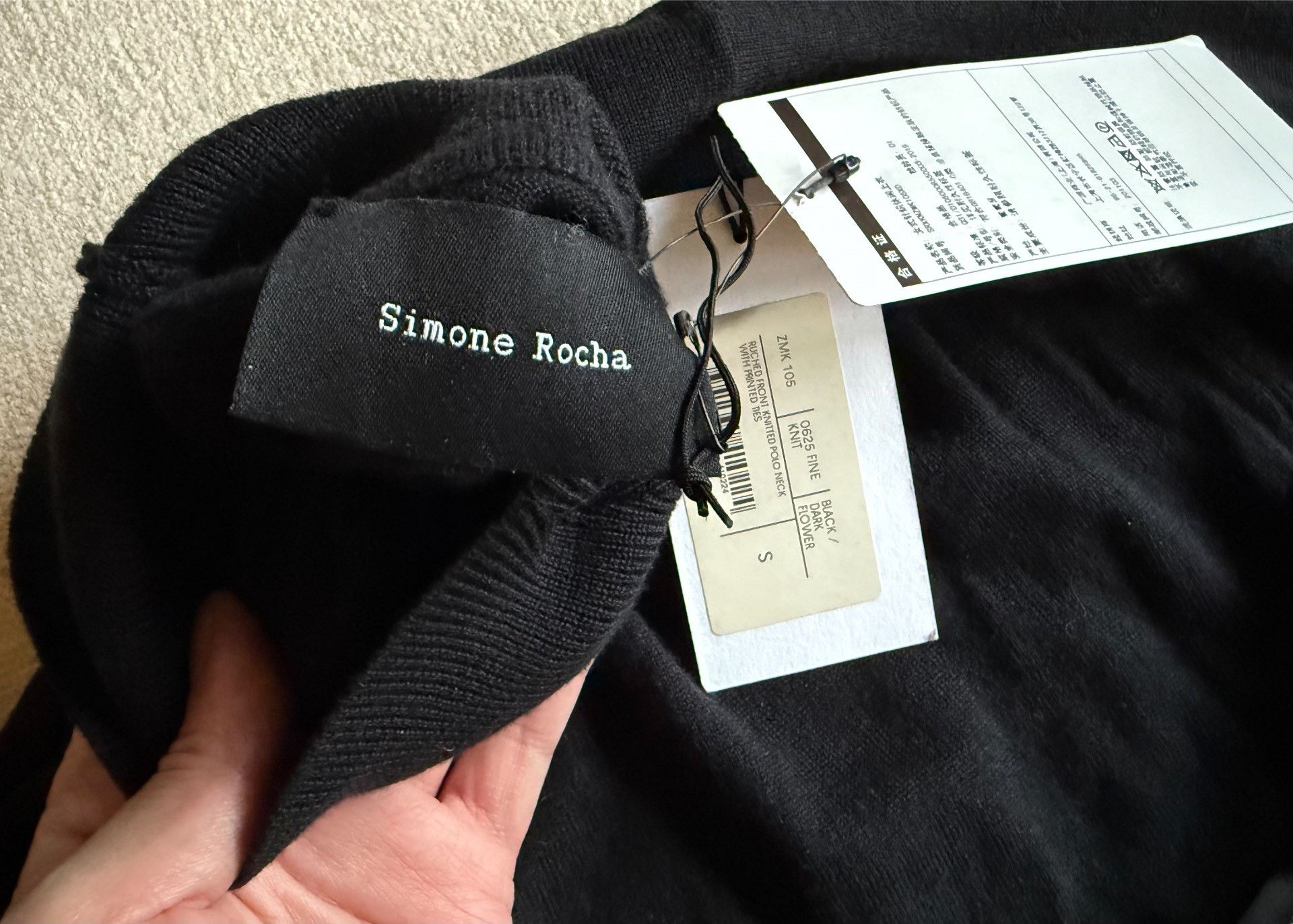 Saint Laurent Paris Simone Rocha Floral Knit Black Sweater Size S / US 4 / IT 40 - 2 Thumbnail