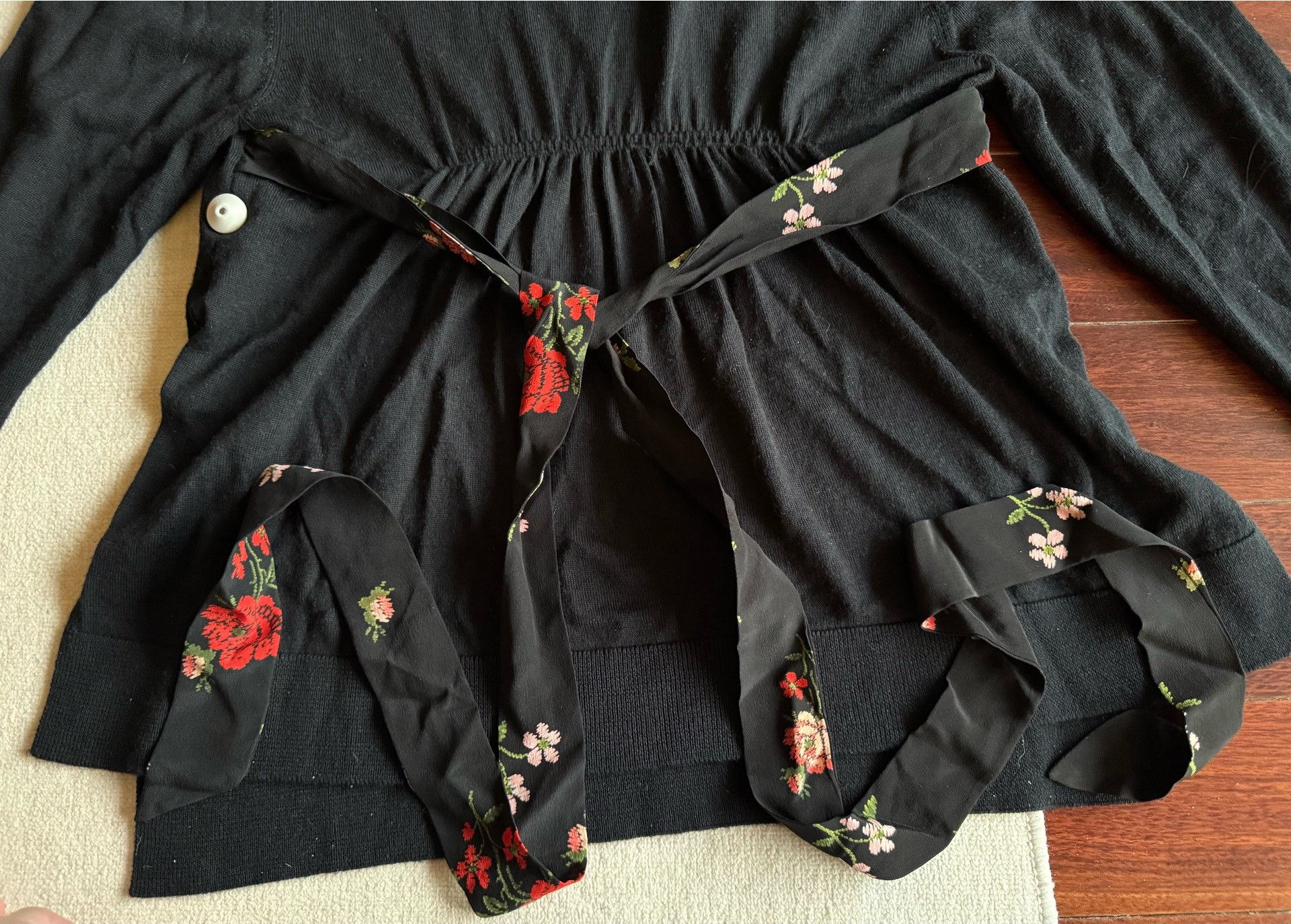 Saint Laurent Paris Simone Rocha Floral Knit Black Sweater Size S / US 4 / IT 40 - 3 Thumbnail