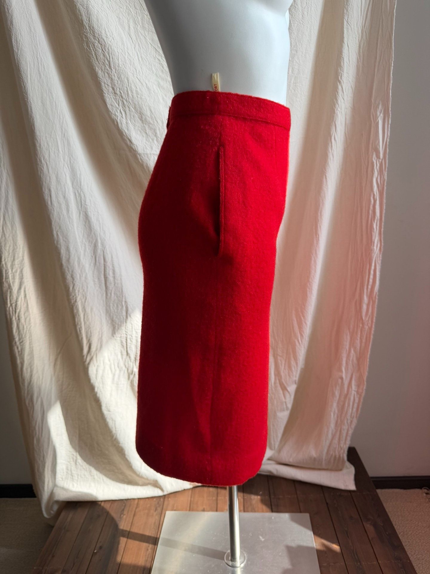 Issey Miyake ISSEYsport Red Wool Midi Skirt Size 25" / US 0 / IT 36 - 4 Thumbnail