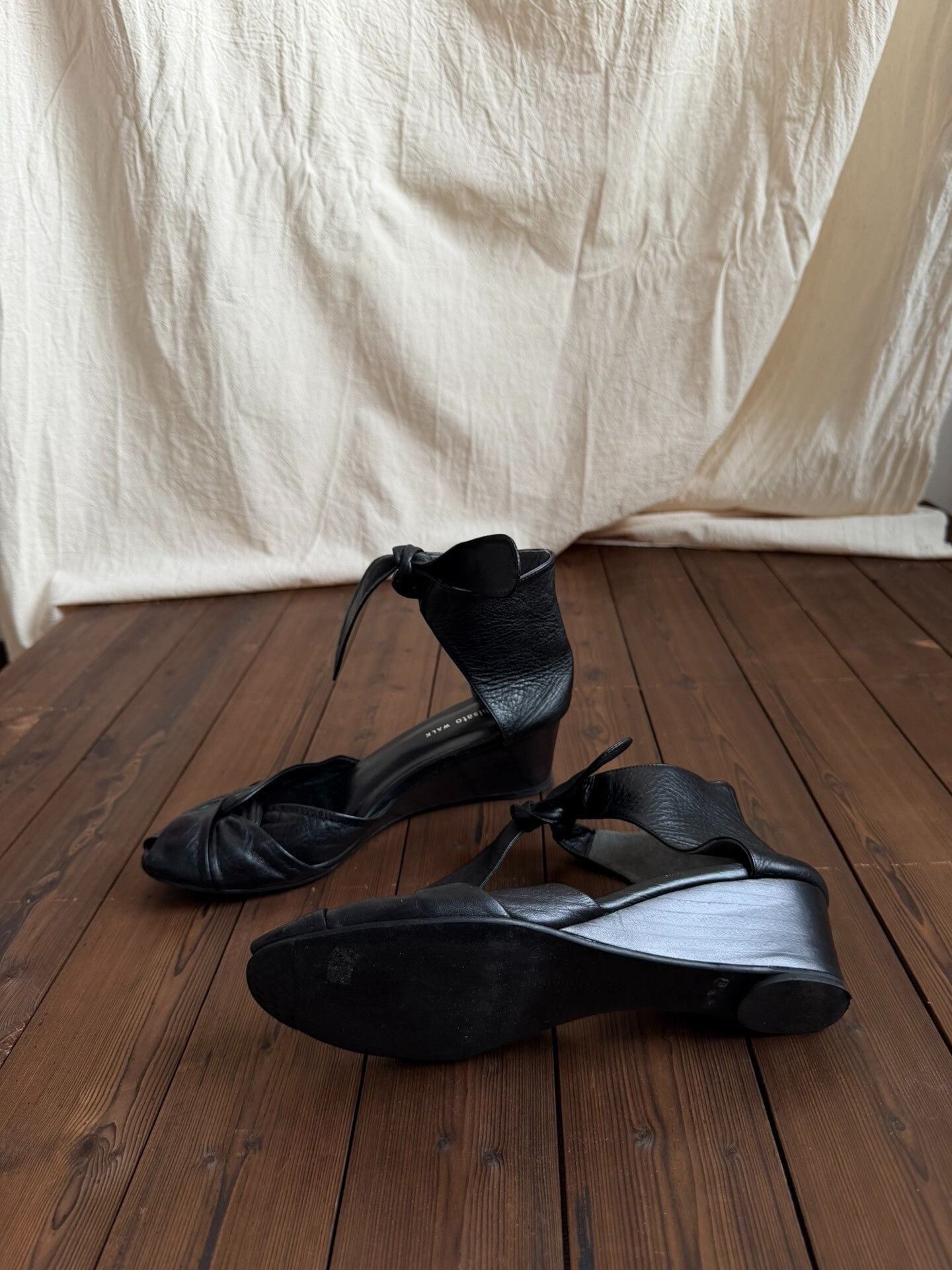 Tsumori Chisato Tsumori Chisato Vintage Black Leather Wedge Sandals Size US 7 / IT 37 - 4 Thumbnail