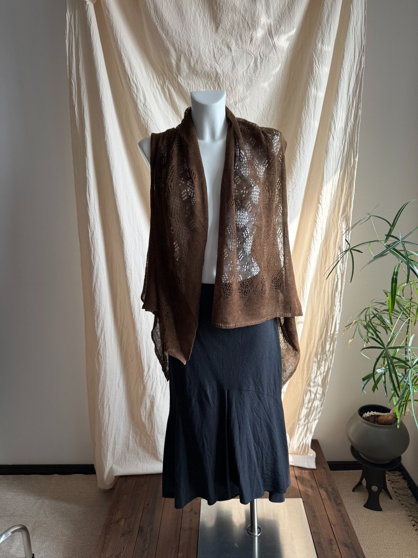 Y's Y'sforliving Openwork Knit Vest Cardigan Size M / US 6-8 / IT 42-44 - 5 Thumbnail