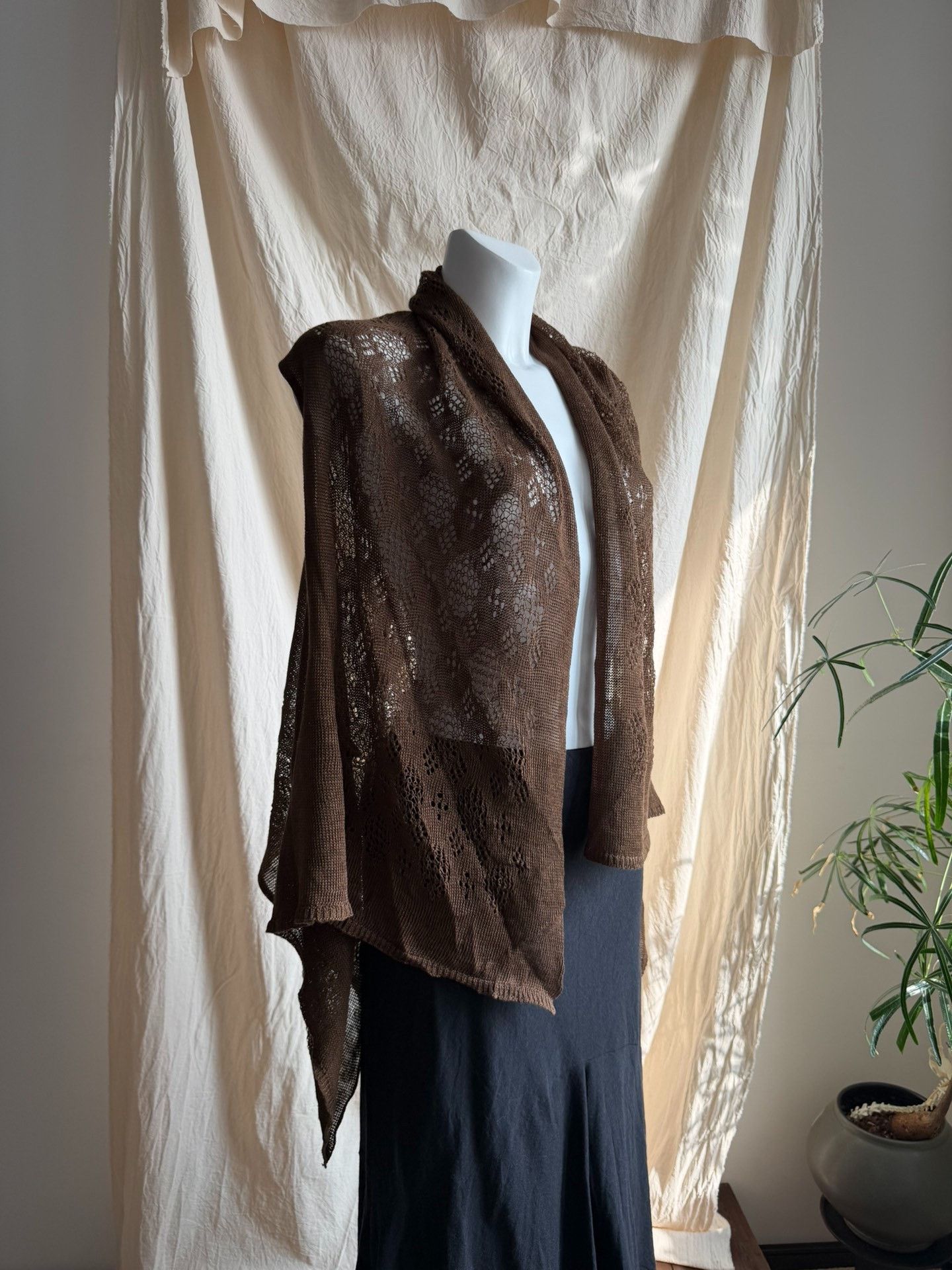 Y's Y'sforliving Openwork Knit Vest Cardigan Size M / US 6-8 / IT 42-44 - 6 Thumbnail