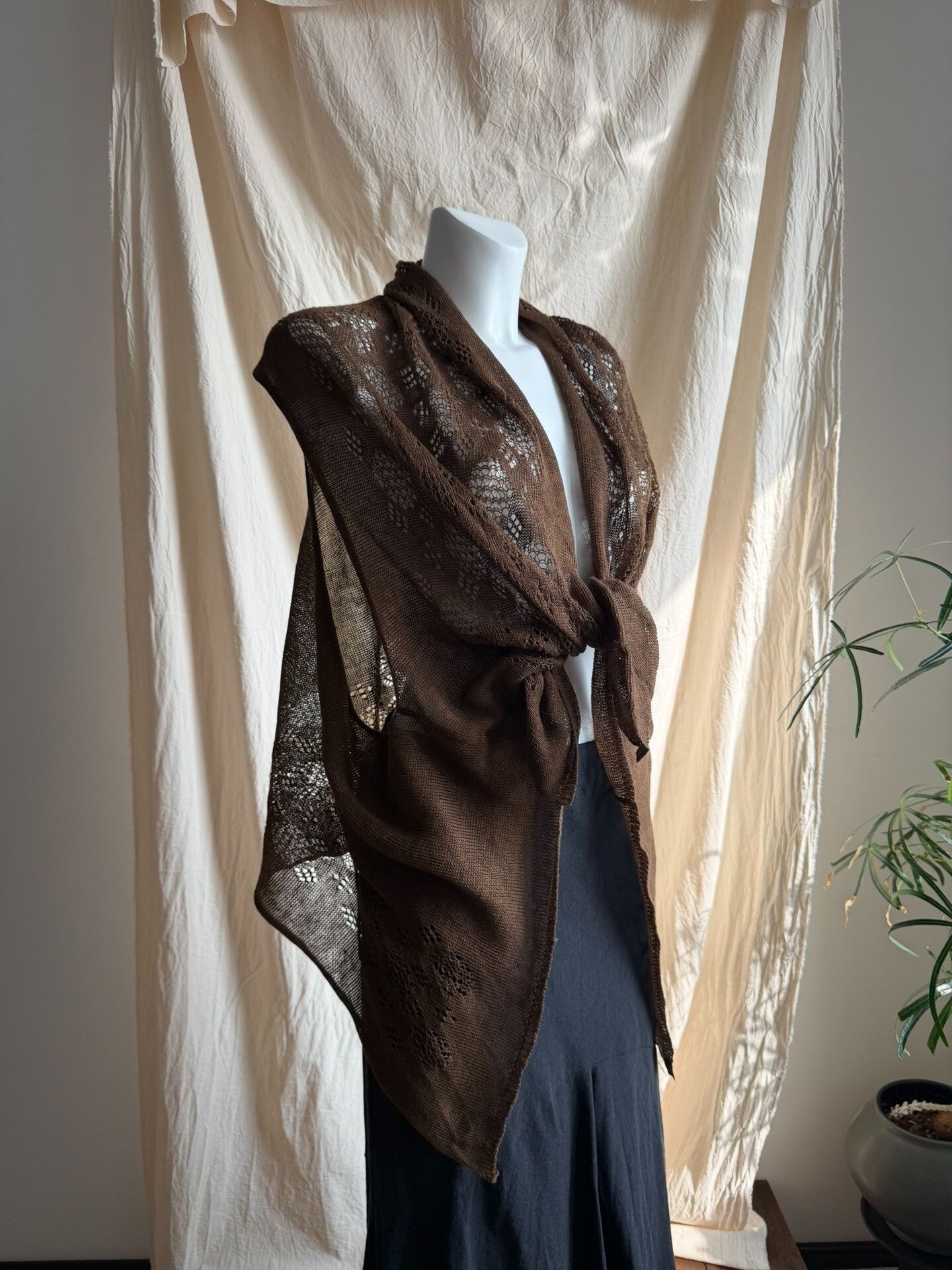 Y's Y'sforliving Openwork Knit Vest Cardigan Size M / US 6-8 / IT 42-44 - 8 Thumbnail