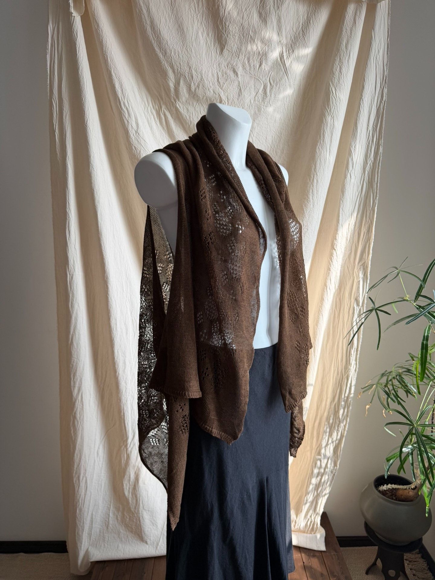Y's Y'sforliving Openwork Knit Vest Cardigan Size M / US 6-8 / IT 42-44 - 3 Thumbnail