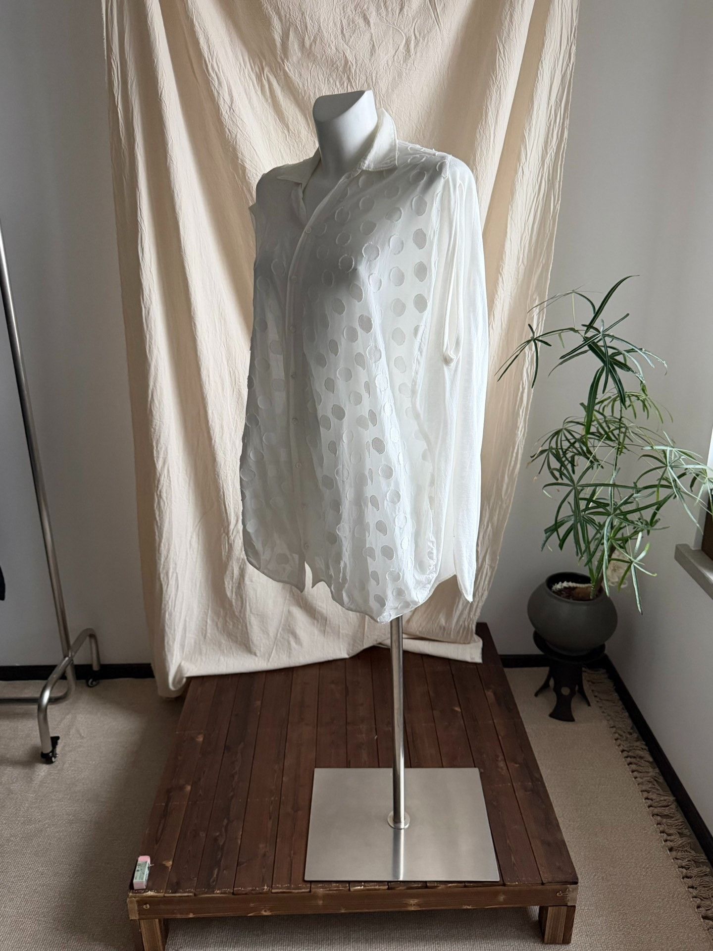 gomme GOMME Polka Dot Sleeveless Cape Shirt Size M / US 6-8 / IT 42-44 - 2 Thumbnail