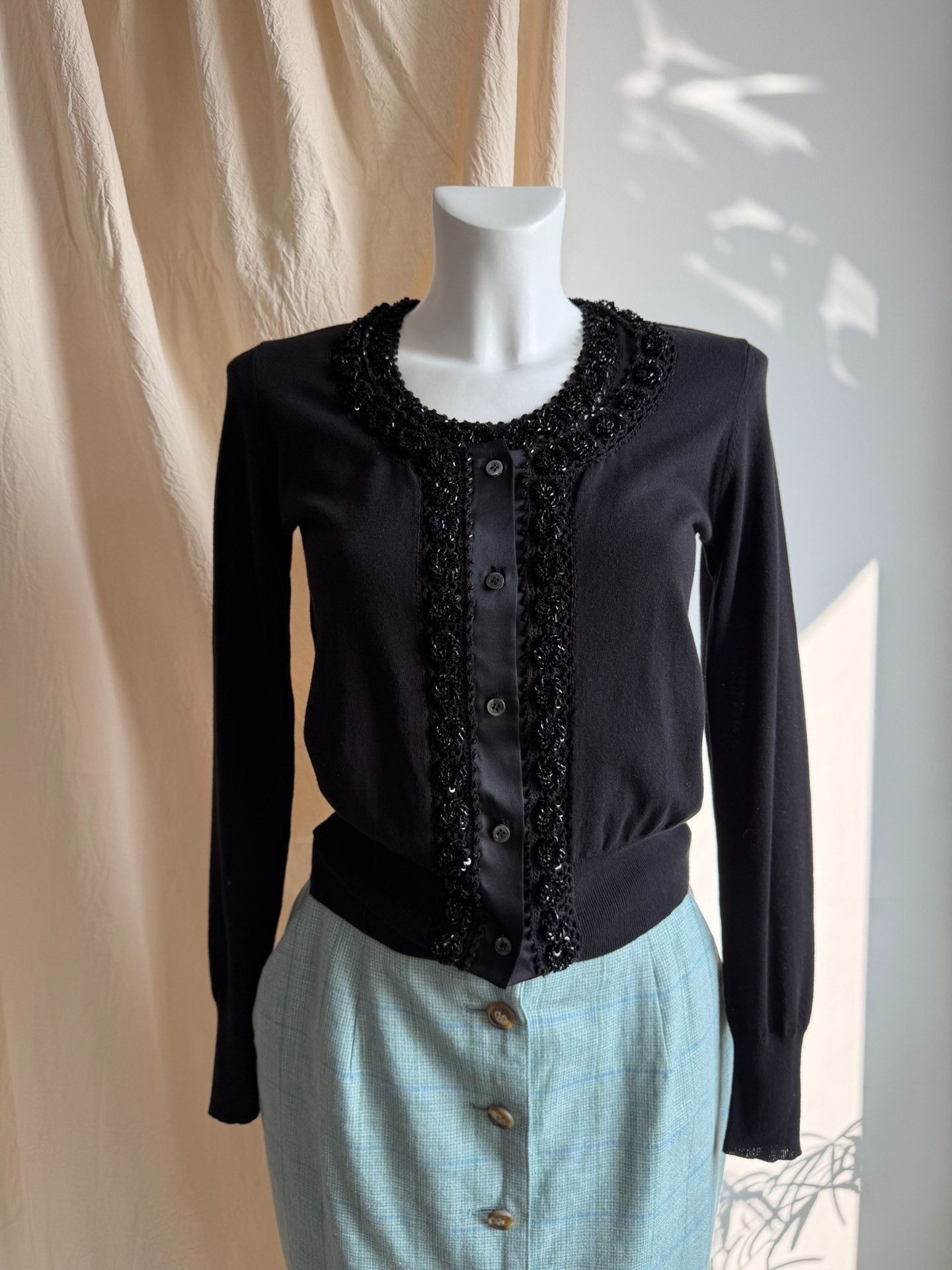 Dolce & Gabbana D&G Beaded Collar Cotton Knit Two-Piece Size S / US 4 / IT 40 - 2 Thumbnail
