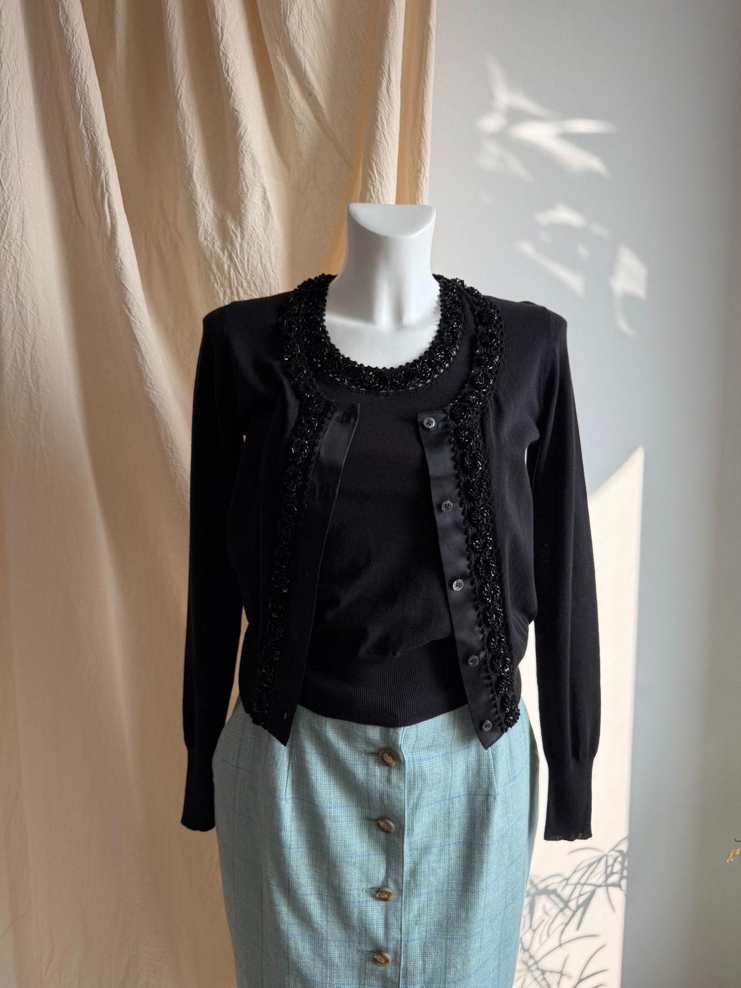 Dolce & Gabbana D&G Beaded Collar Cotton Knit Two-Piece Size S / US 4 / IT 40 - 4 Thumbnail