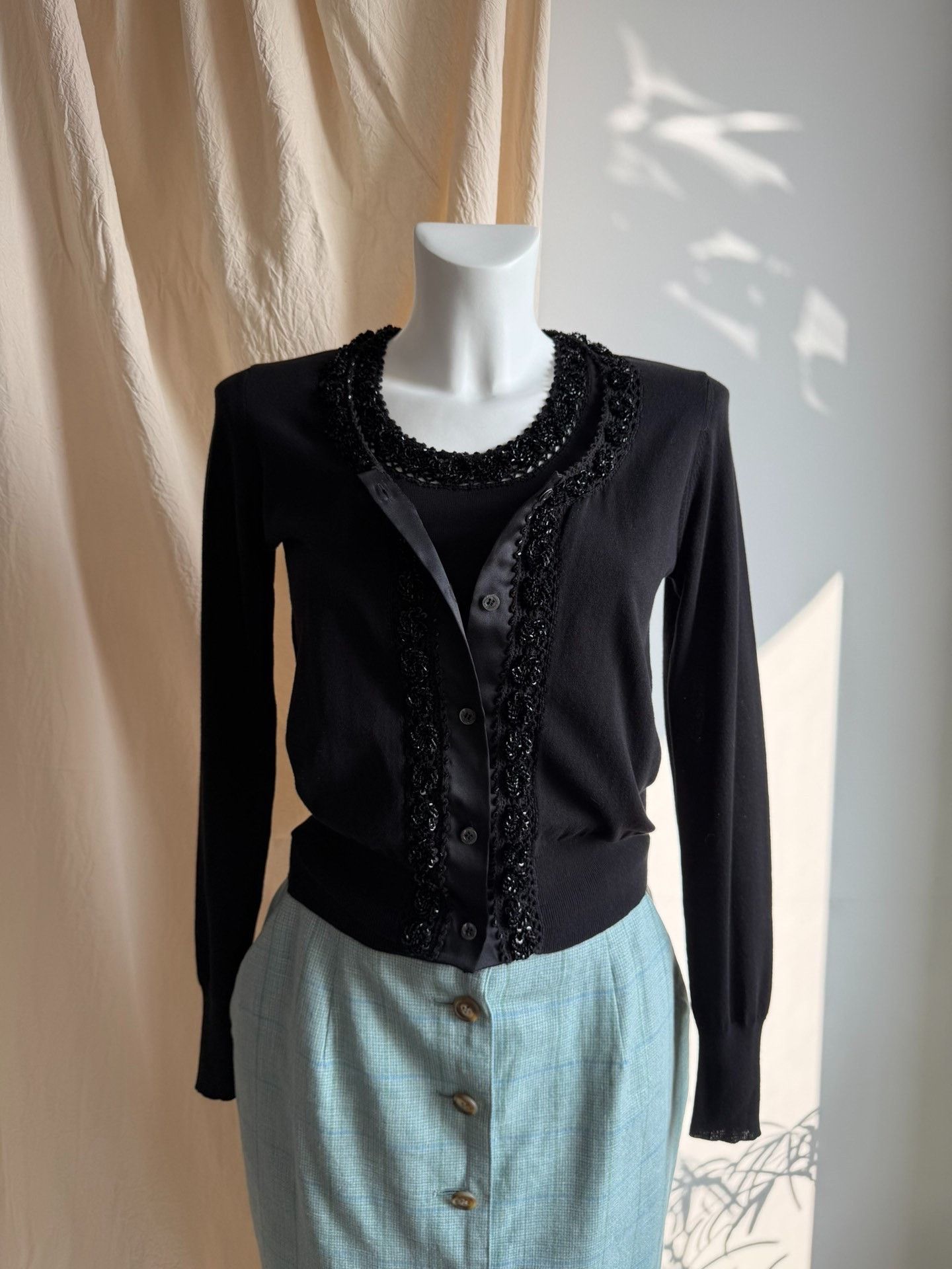 Dolce & Gabbana D&G Beaded Collar Cotton Knit Two-Piece Size S / US 4 / IT 40 - 3 Thumbnail